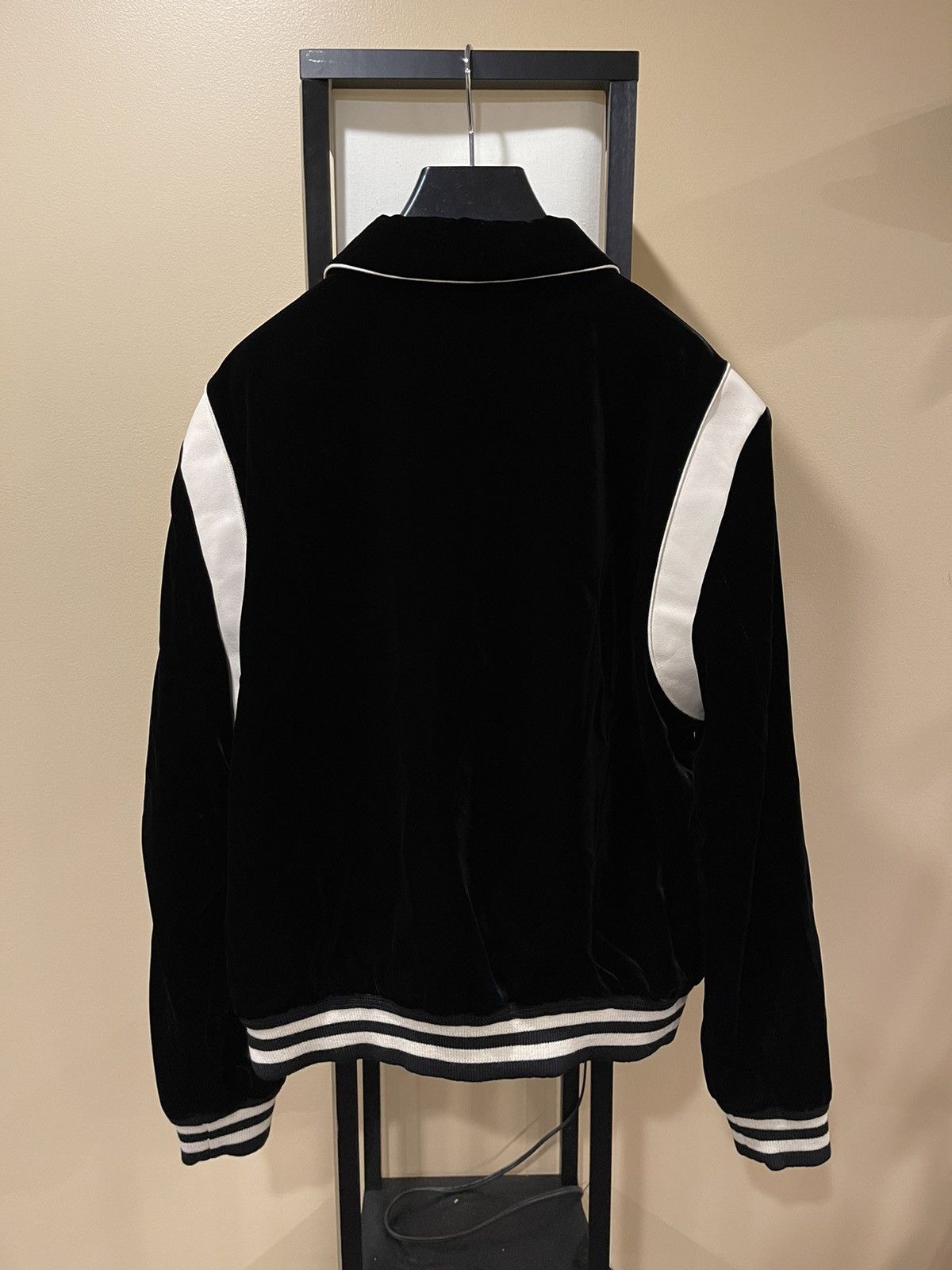 Celine × Hedi Slimane Celine Hedi Slimane Black Velvet Teddy Varsity Jacket RARE Size US XL / EU 56 / 4 - 3 Thumbnail