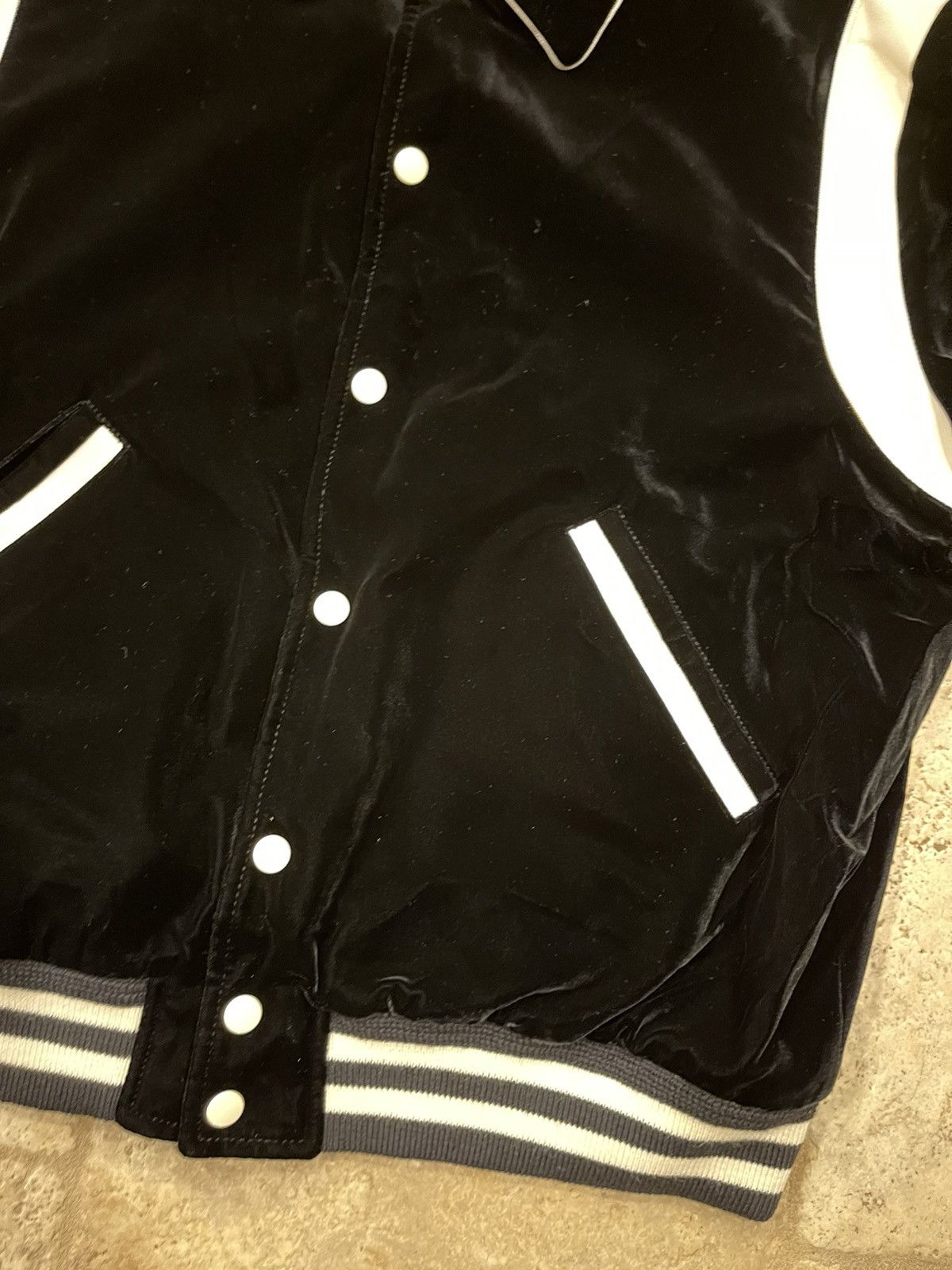 Celine × Hedi Slimane Celine Hedi Slimane Black Velvet Teddy Varsity Jacket RARE Size US XL / EU 56 / 4 - 7 Thumbnail