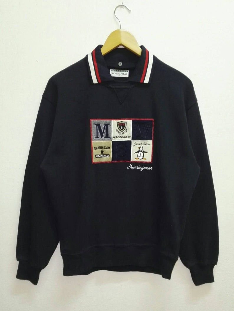 image of Grand Slam Munsingwear Embroidered Big Logo(Ss352) in Blue, Men's (Size Large)