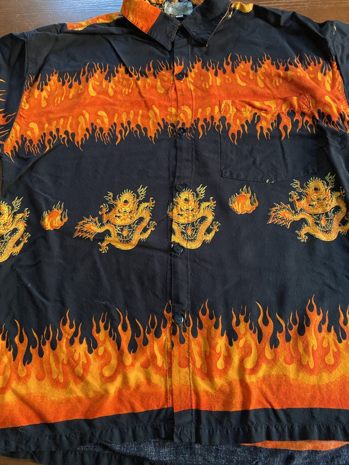 Vintage Vintage 80’s Flames Fire Dragon Japanese Style Button Up Size US L / EU 52-54 / 3 - 6 Thumbnail