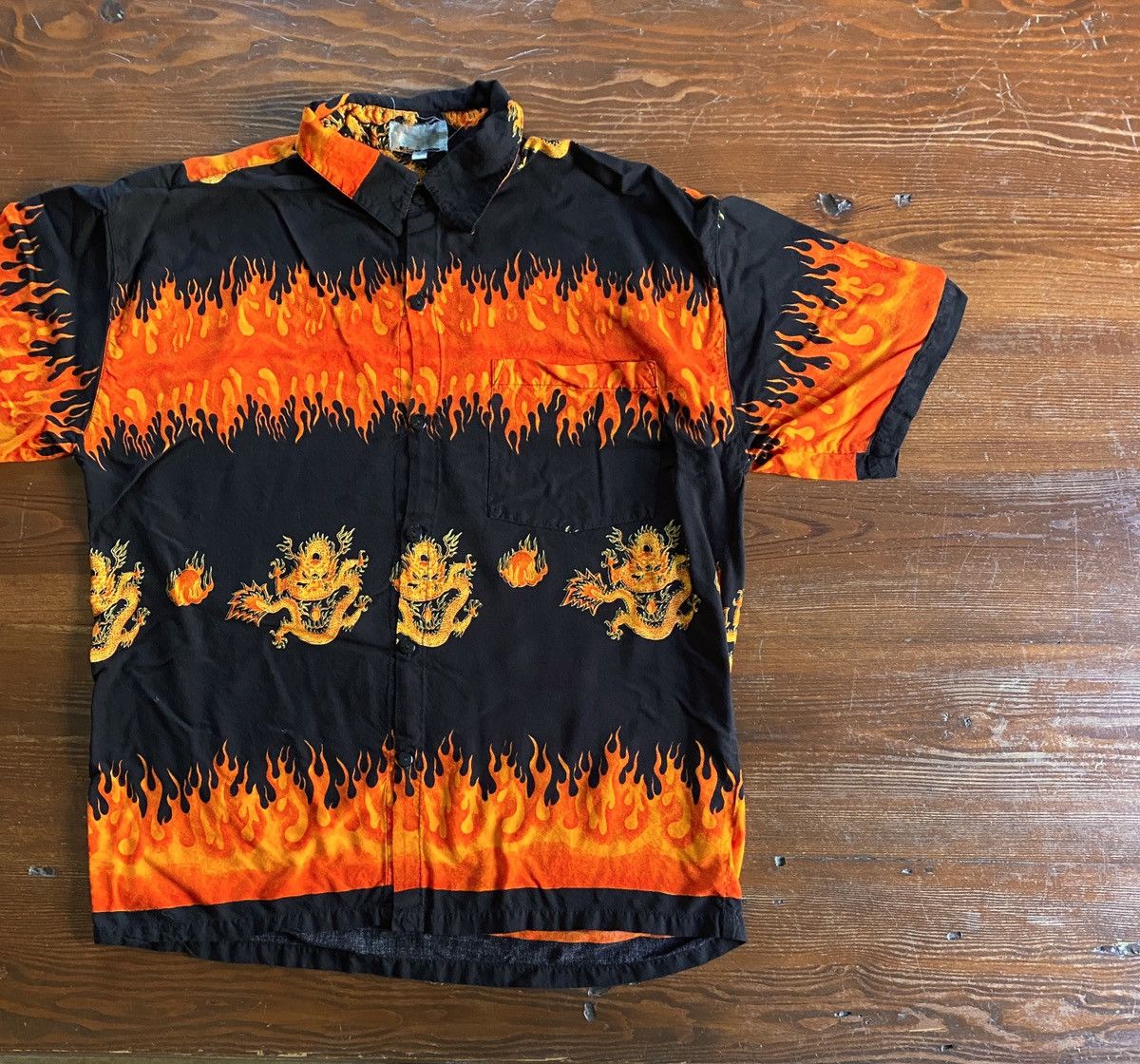 Vintage Vintage 80’s Flames Fire Dragon Japanese Style Button Up Size US L / EU 52-54 / 3 - 1 Thumbnail