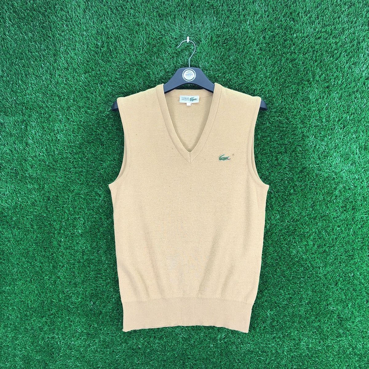 image of Vintage 90's Chemise Lacoste Knit Vest V-Neck in Mustard, Men's (Size XS)