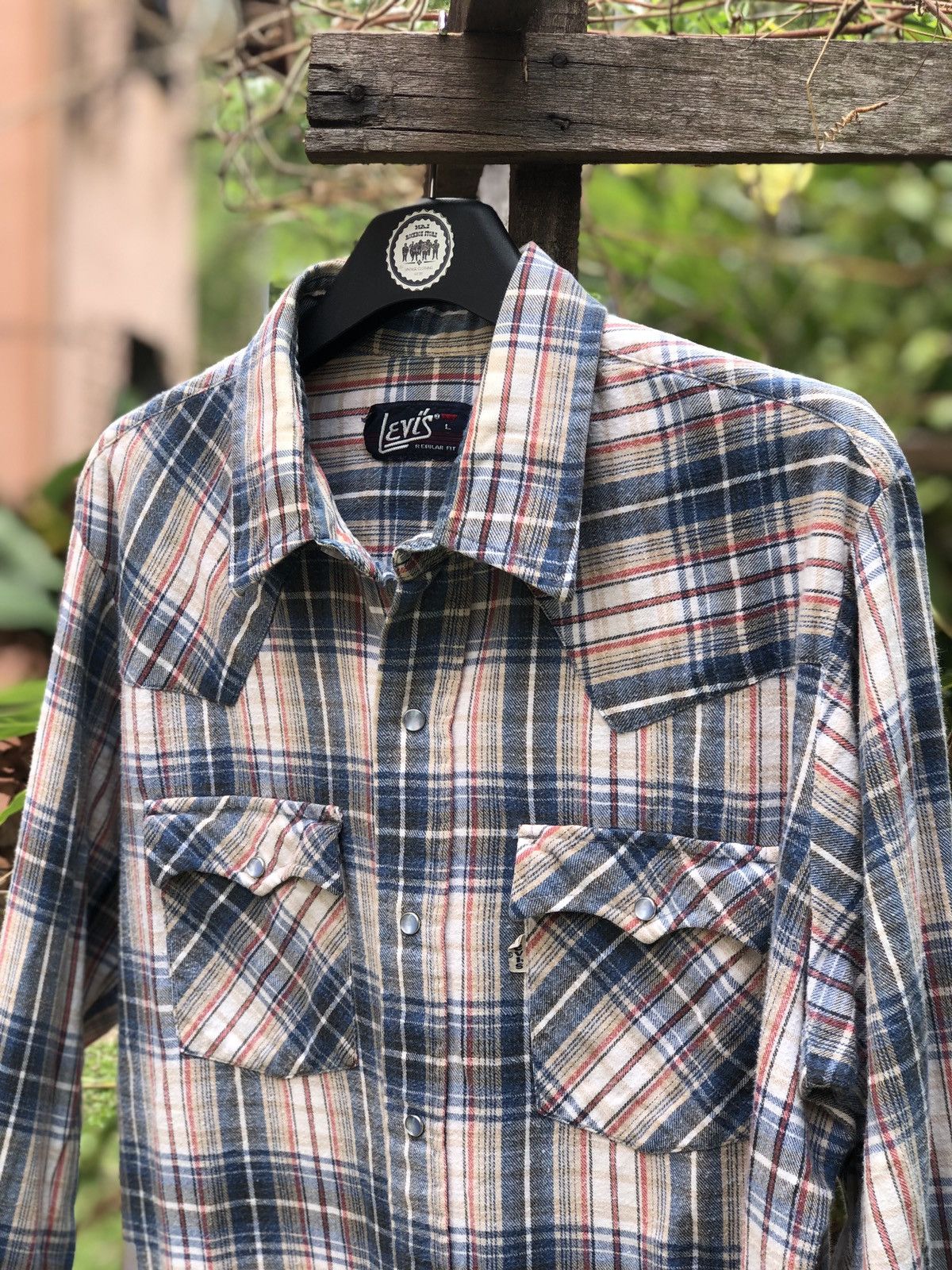 Levi's Vintage 80's Levis White Tab Flannels Shirts Size US L / EU 52-54 / 3 - 2 Thumbnail