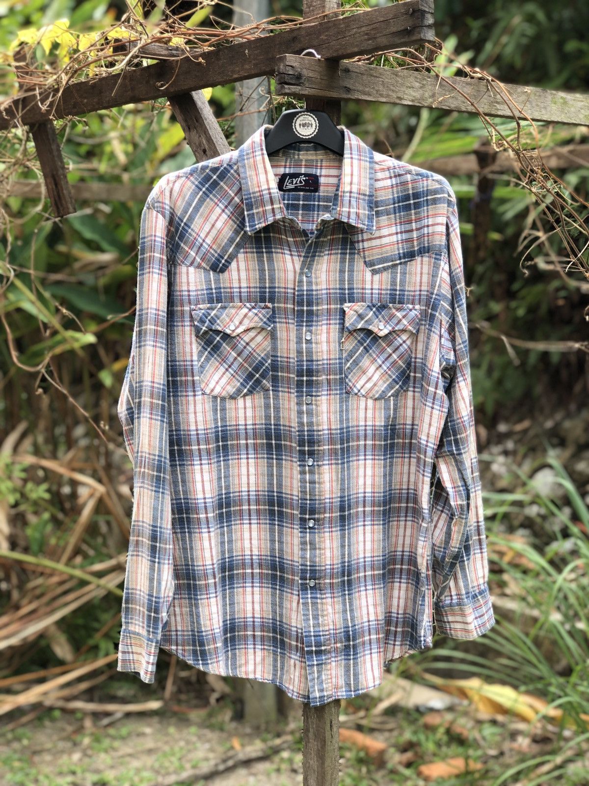 Levi's Vintage 80's Levis White Tab Flannels Shirts Size US L / EU 52-54 / 3 - 1 Thumbnail