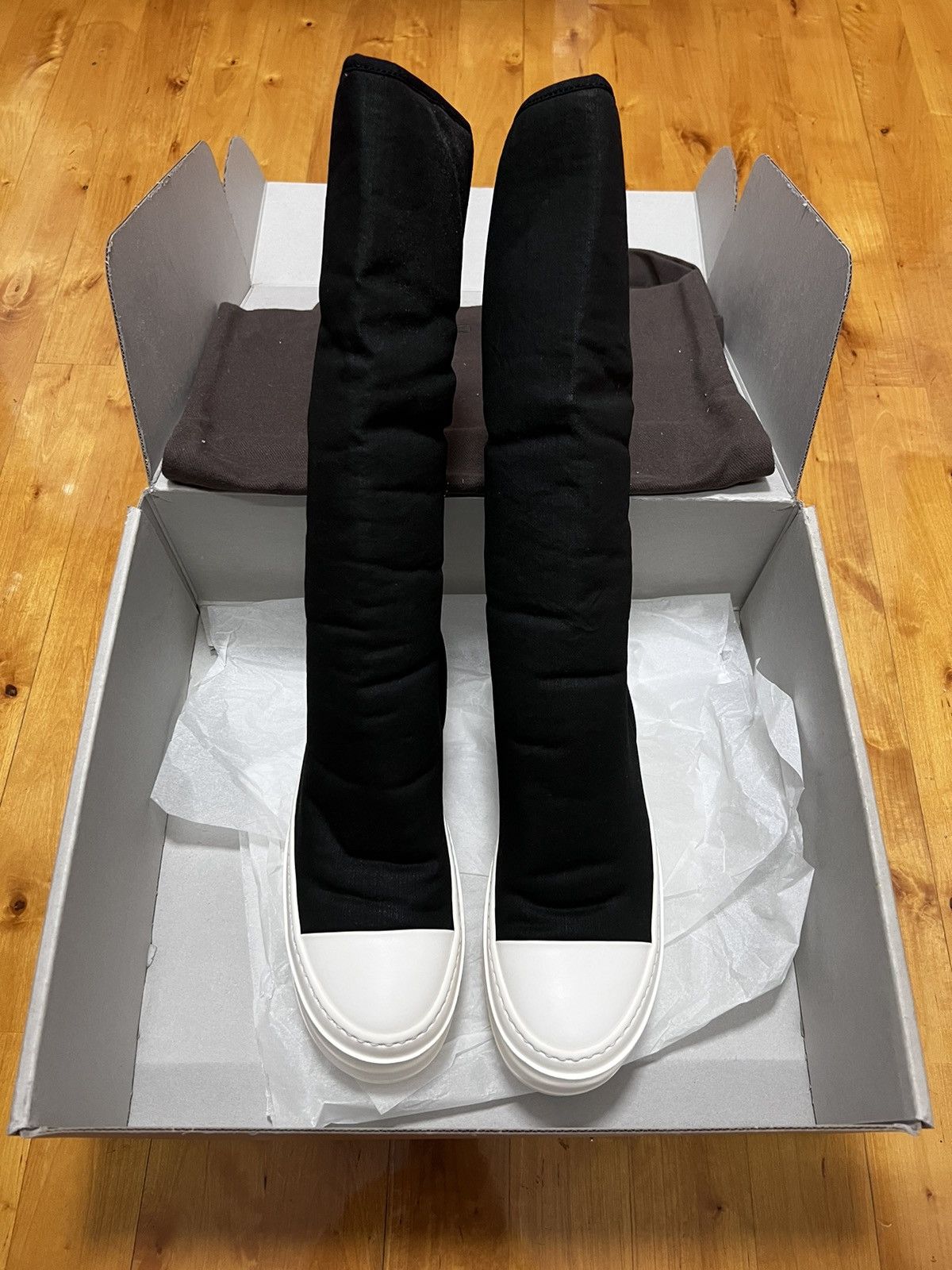 Rick Owens Drkshdw Rick owens drkshdw waxed double bumper sock sneakers sz38 Size US 8 / IT 38 - 3 Thumbnail