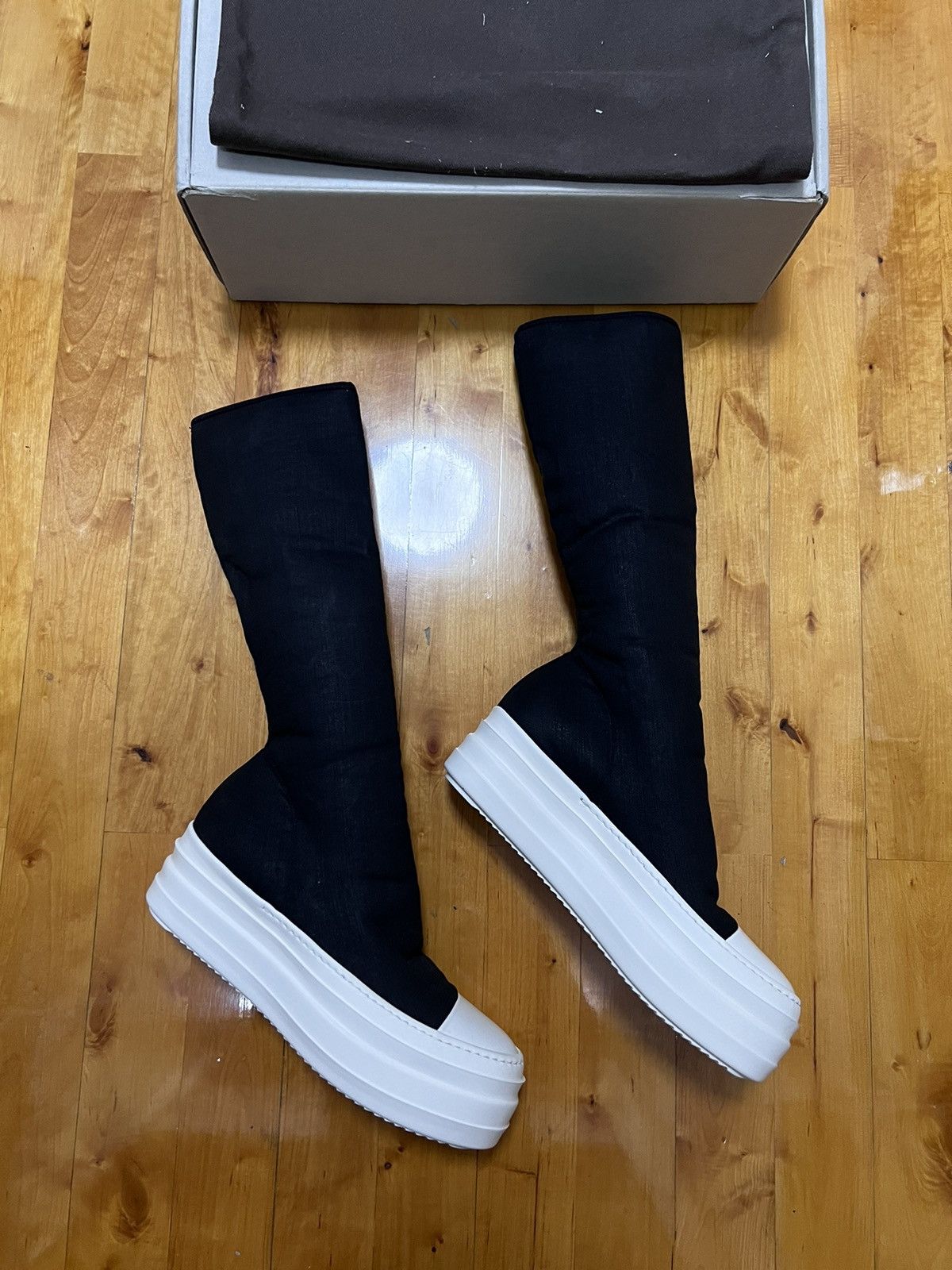 Rick Owens Drkshdw Rick owens drkshdw waxed double bumper sock sneakers sz38 Size US 8 / IT 38 - 2 Thumbnail