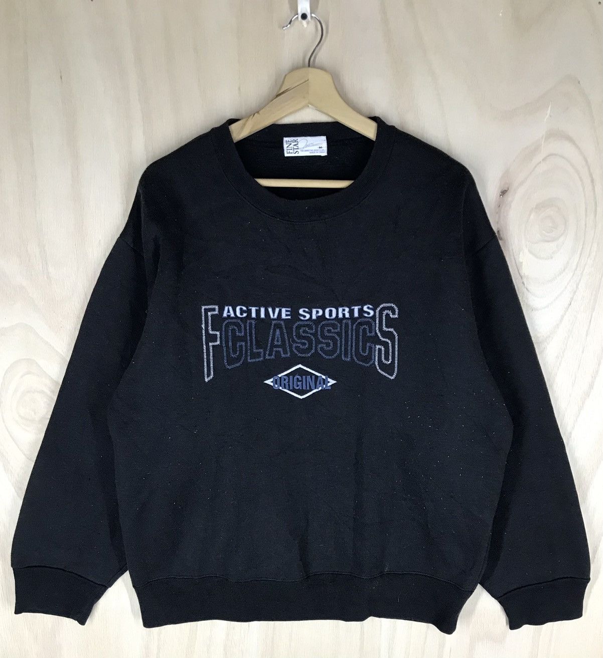 image of Vintage Fine Star Sweatshirts in Black, Men's (Size Medium)