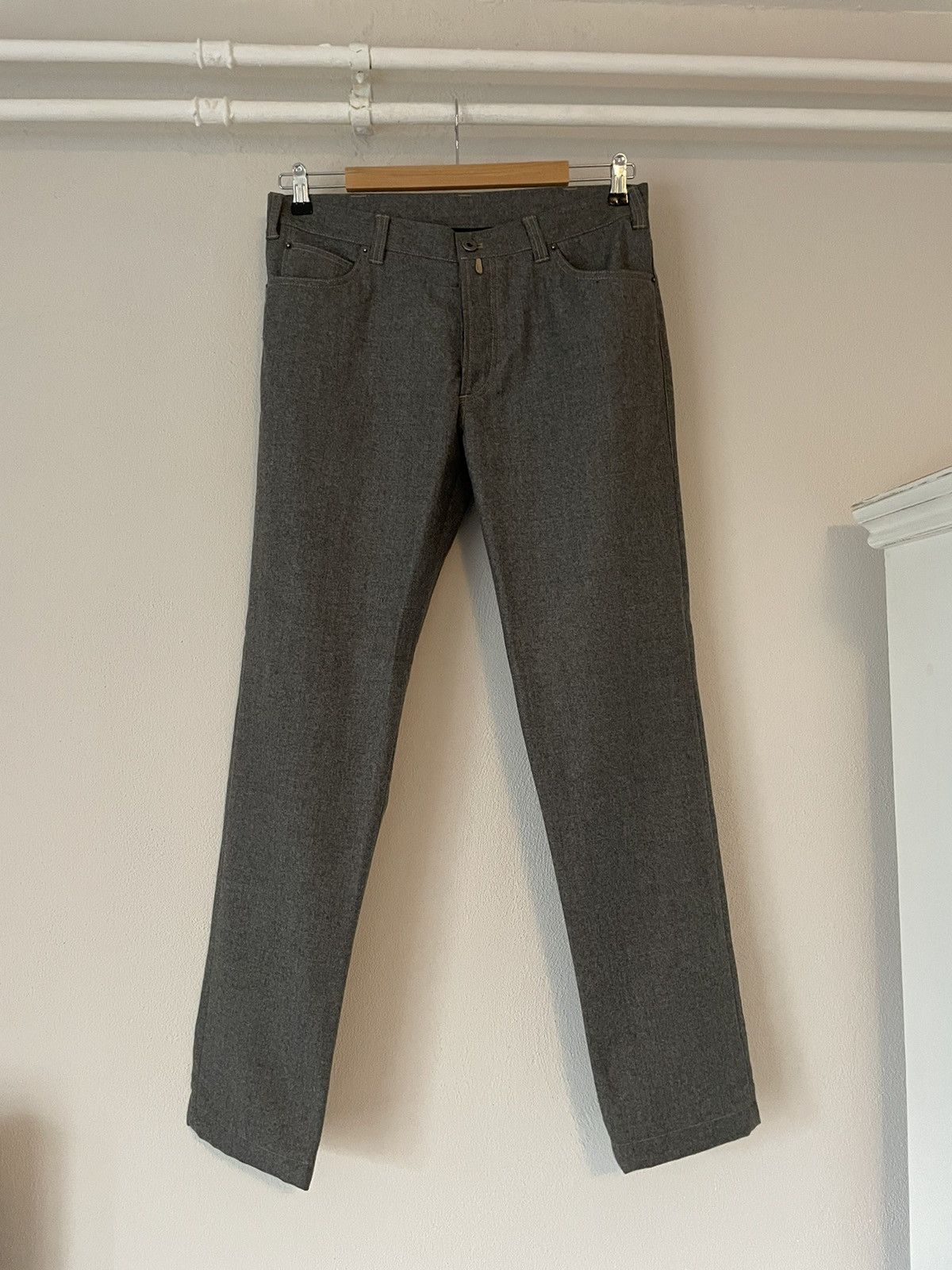 image of Brunello Cucinelli Virgin Wool Grey Pants, Men's (Size 32)