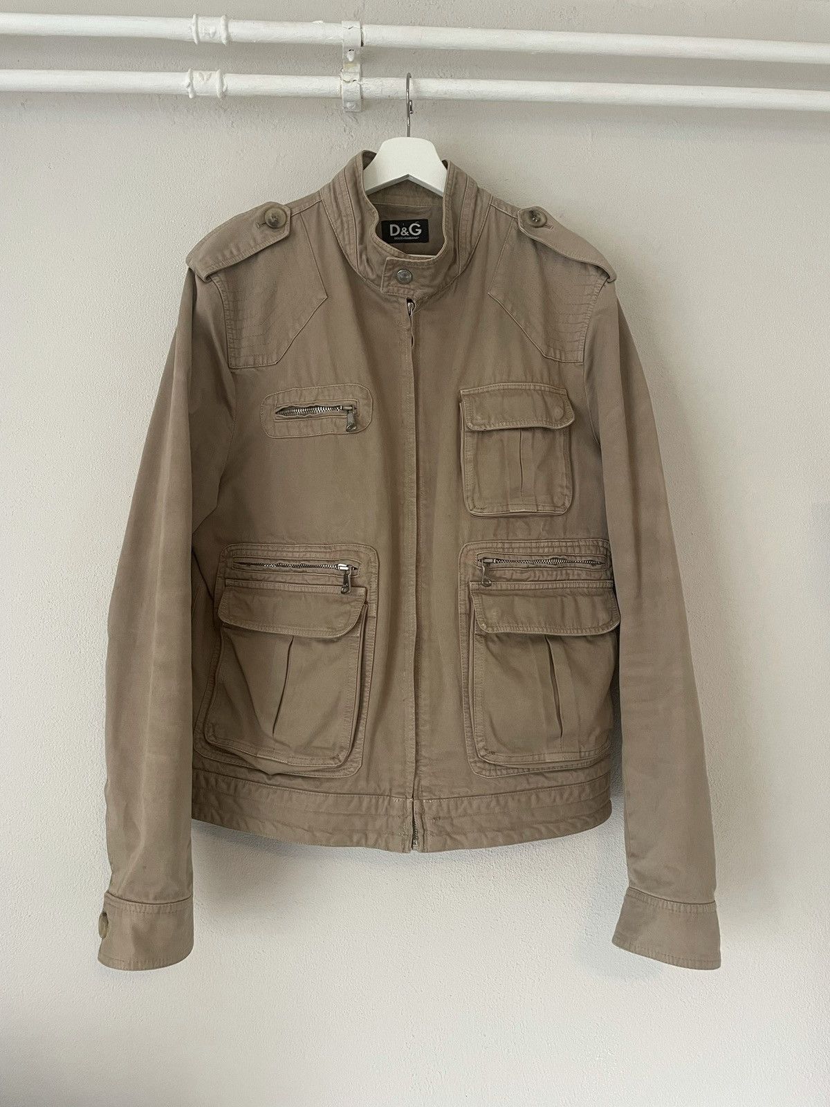 image of Dolce Gabbana Multipocket Cargo Light Jacket in Beige, Men's (Size Medium)