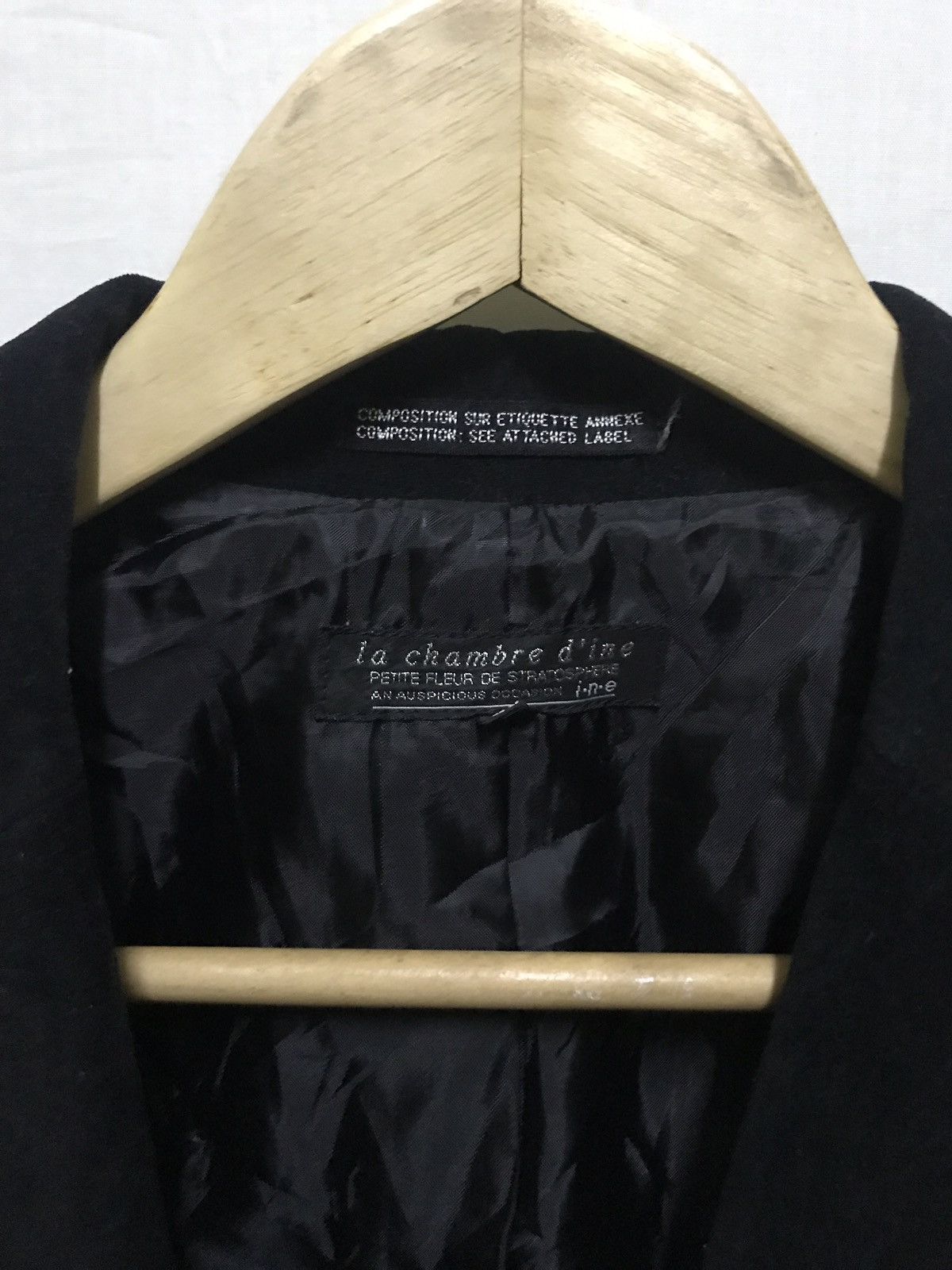 Designer La Chambre D'ine Black Pure New Wool Jacket yohji Size S / US 4 / IT 40 - 3 Thumbnail