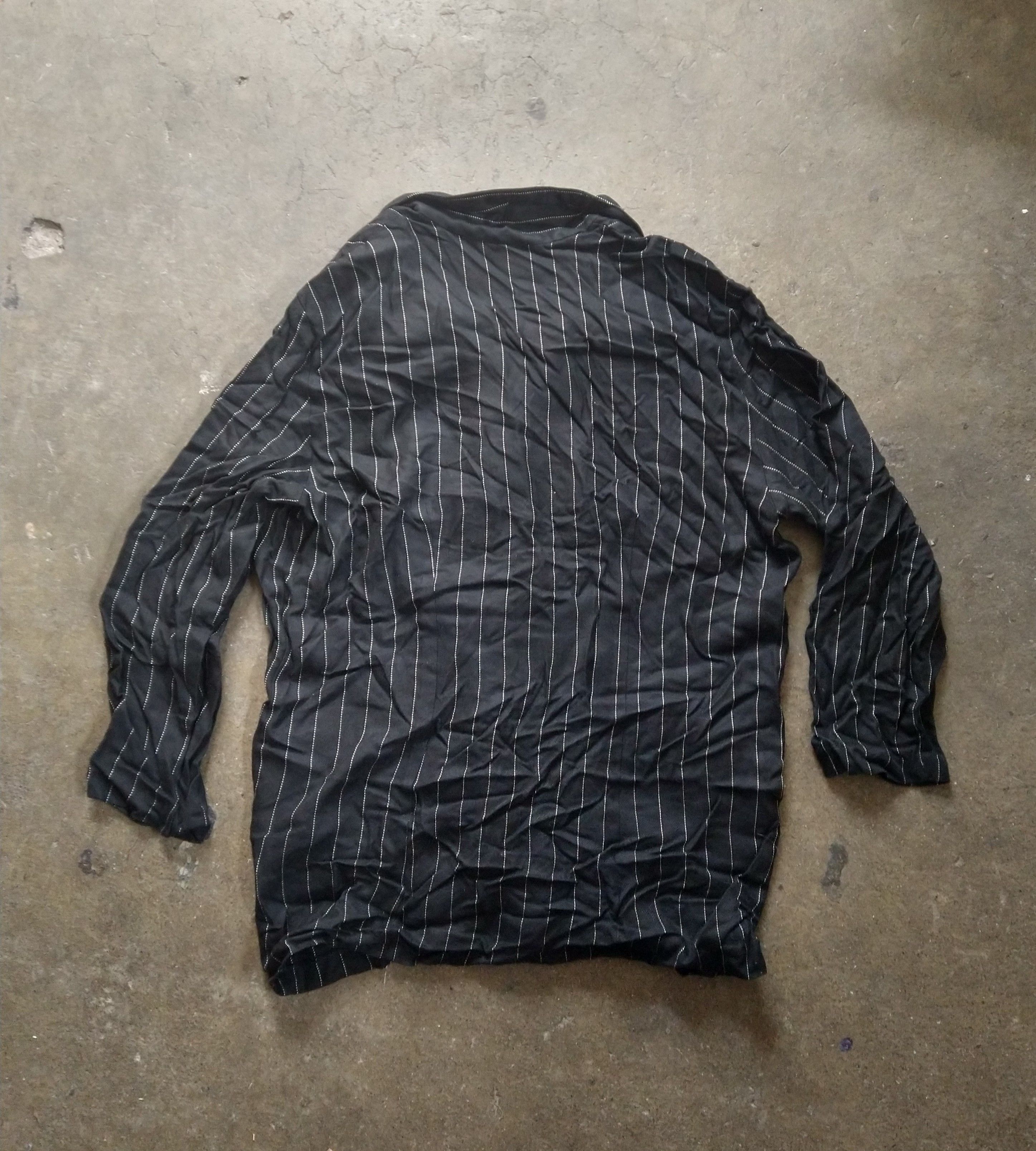Vintage Vintage Blazer Black Striped Unstructured Double Breasted Size 46L - 9 Thumbnail