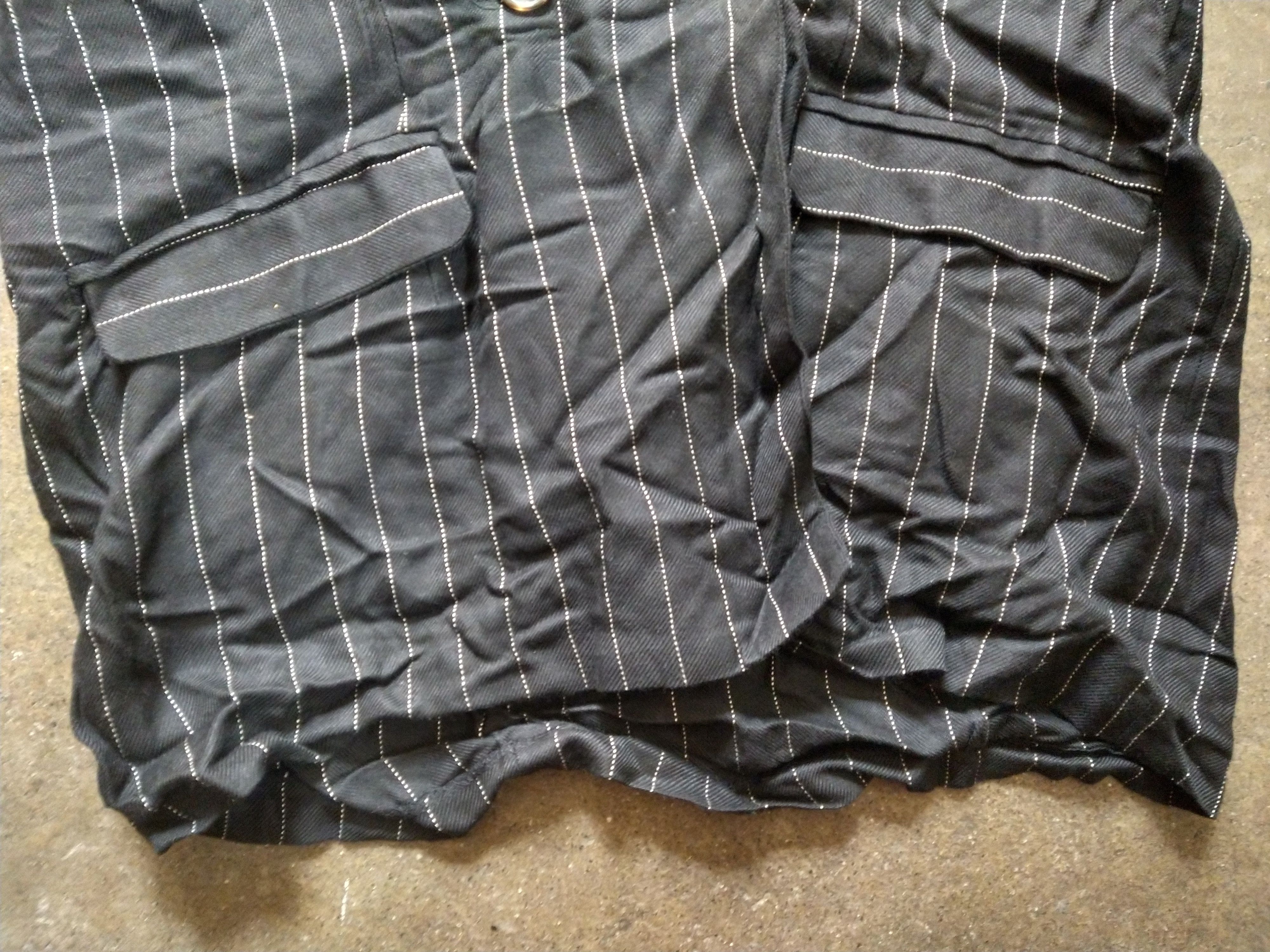 Vintage Vintage Blazer Black Striped Unstructured Double Breasted Size 46L - 8 Thumbnail