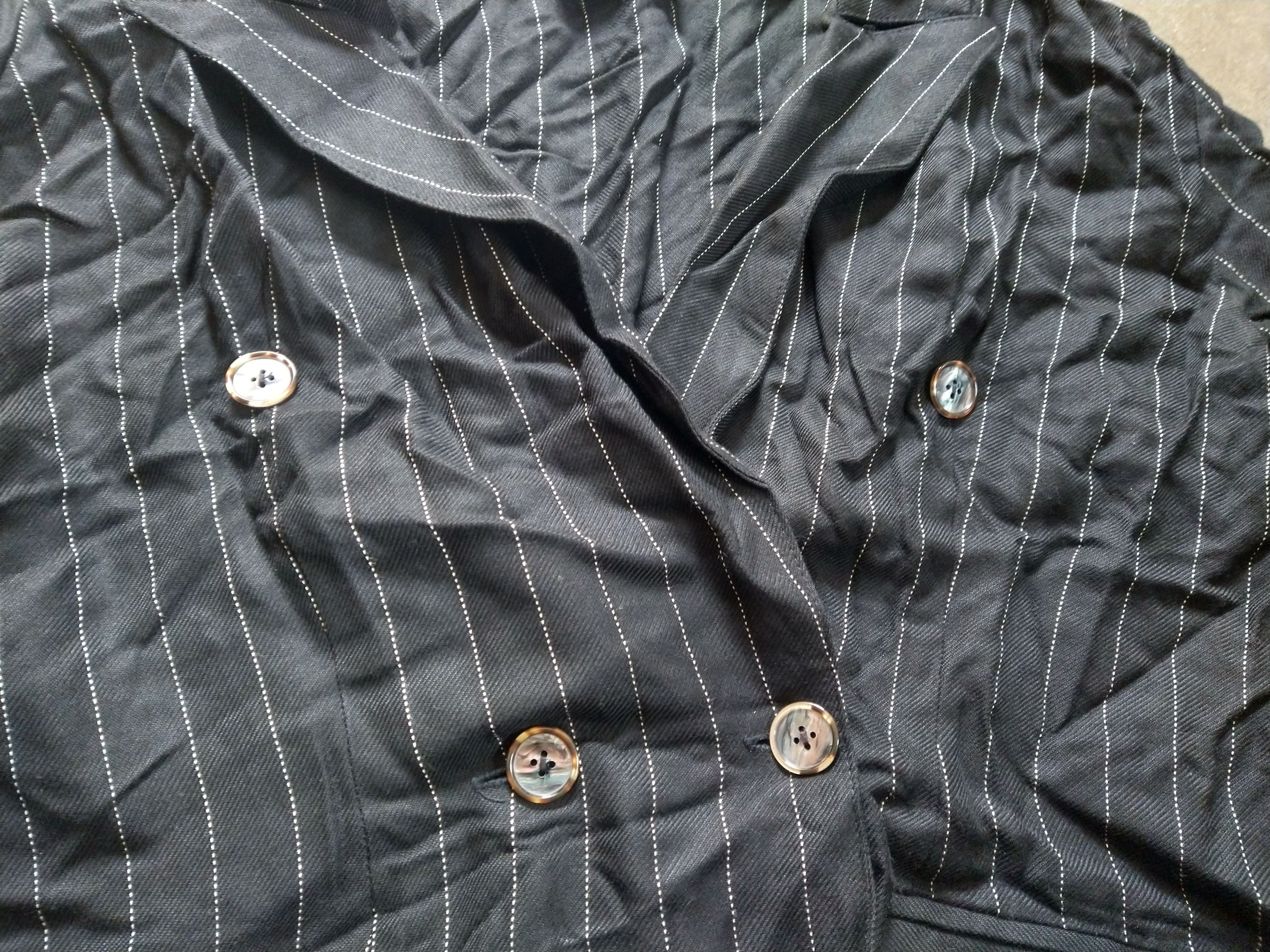 Vintage Vintage Blazer Black Striped Unstructured Double Breasted Size 46L - 6 Thumbnail