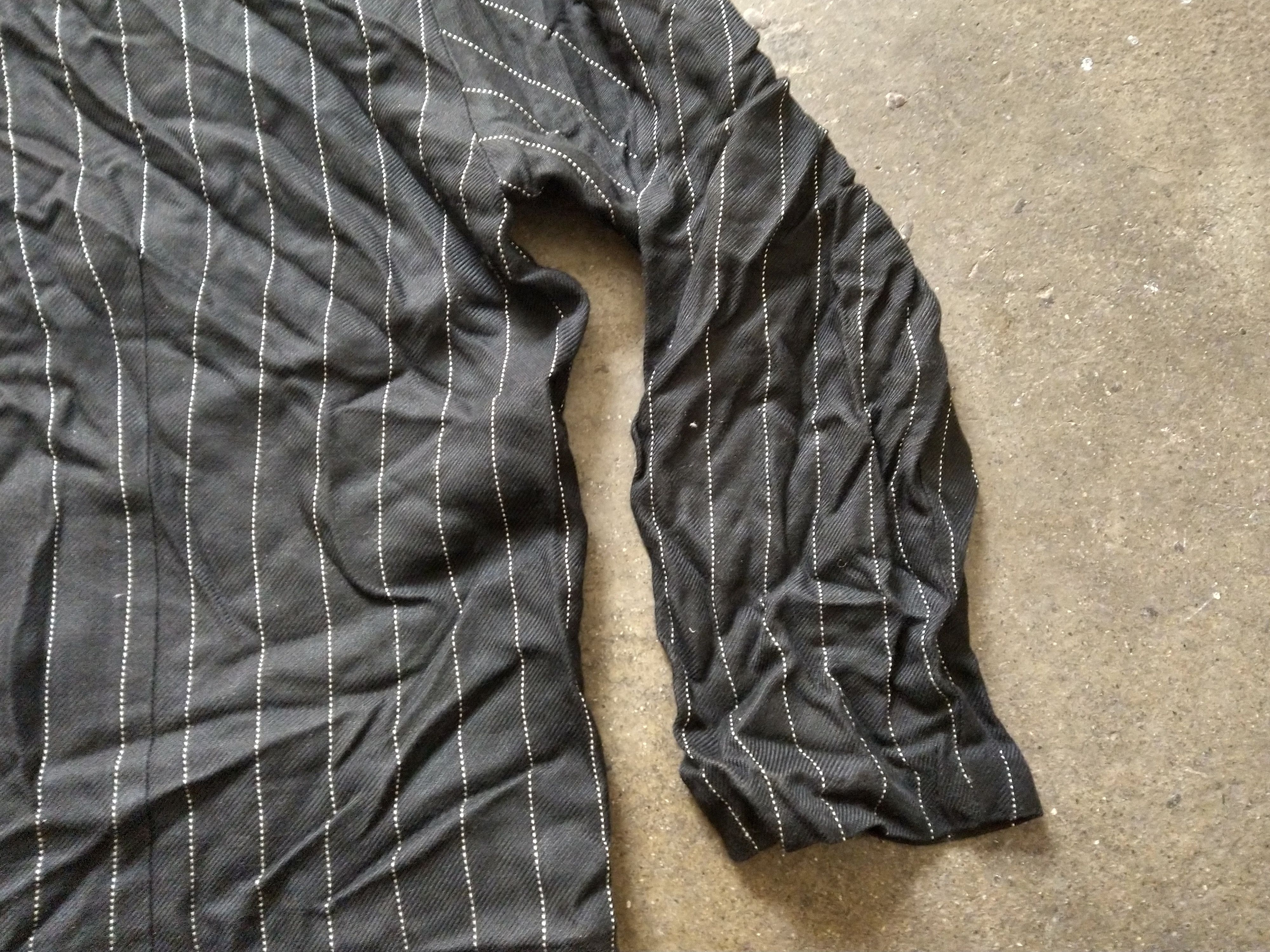 Vintage Vintage Blazer Black Striped Unstructured Double Breasted Size 46L - 10 Thumbnail