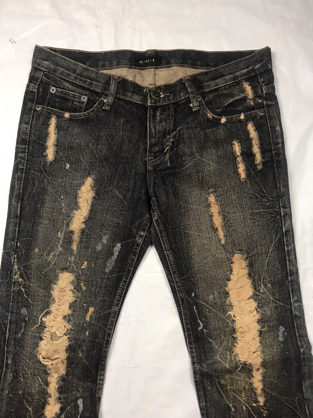 Japanese Brand K.U.I japan distressed denim punk ripped style Size US 29 - 3 Thumbnail