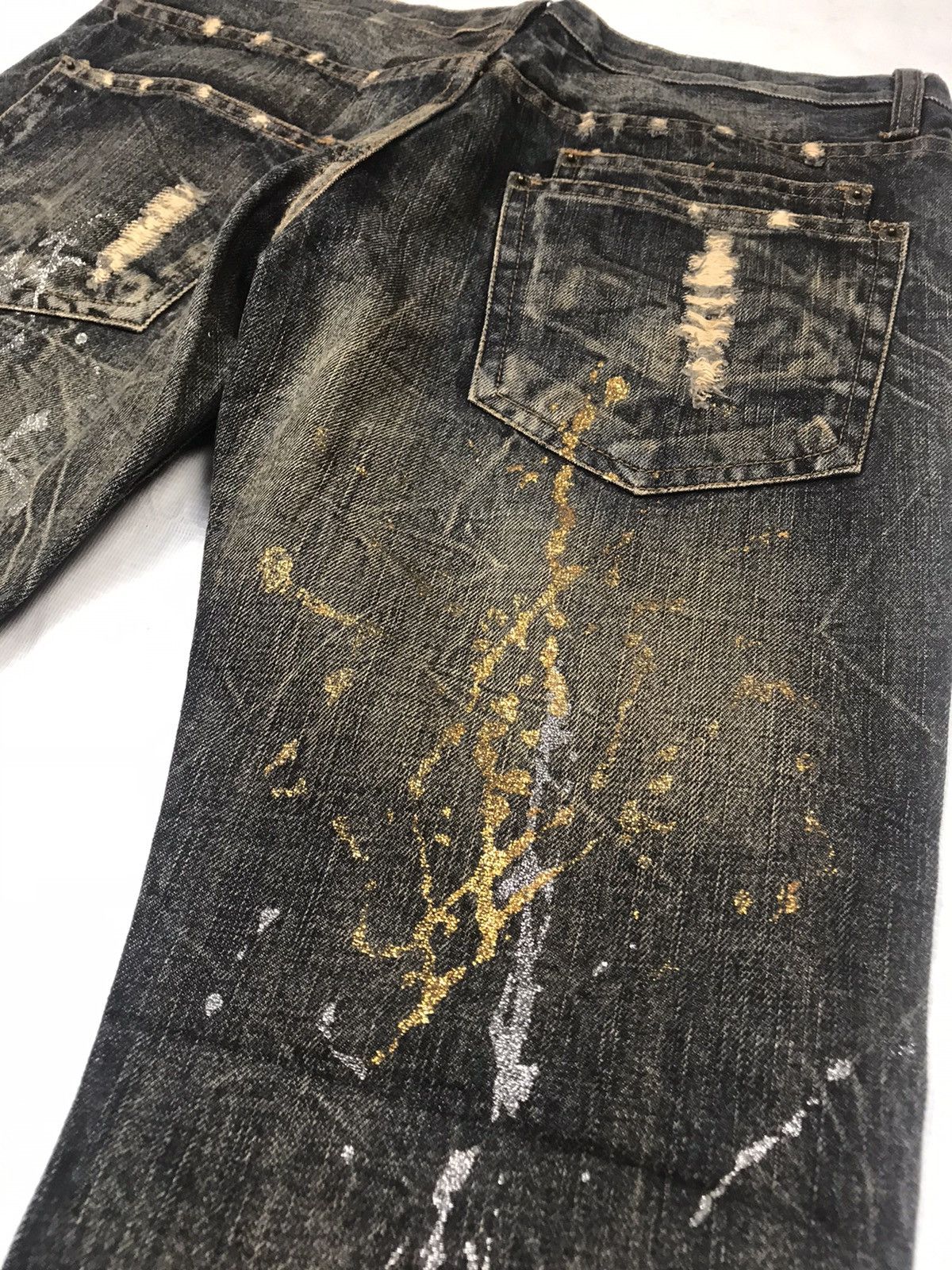 Japanese Brand K.U.I japan distressed denim punk ripped style Size US 29 - 13 Thumbnail