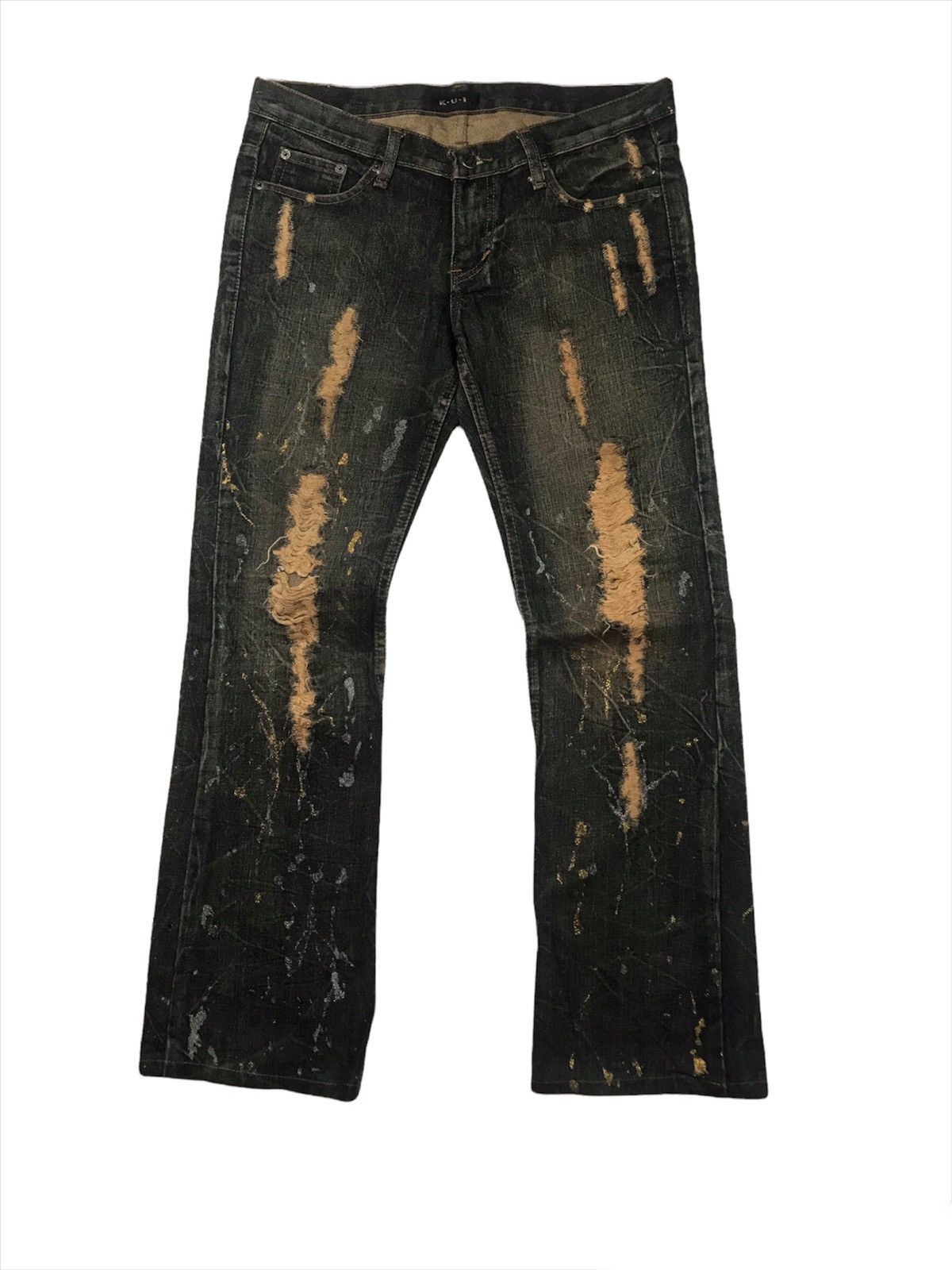 Japanese Brand K.U.I japan distressed denim punk ripped style Size US 29 - 1 Thumbnail