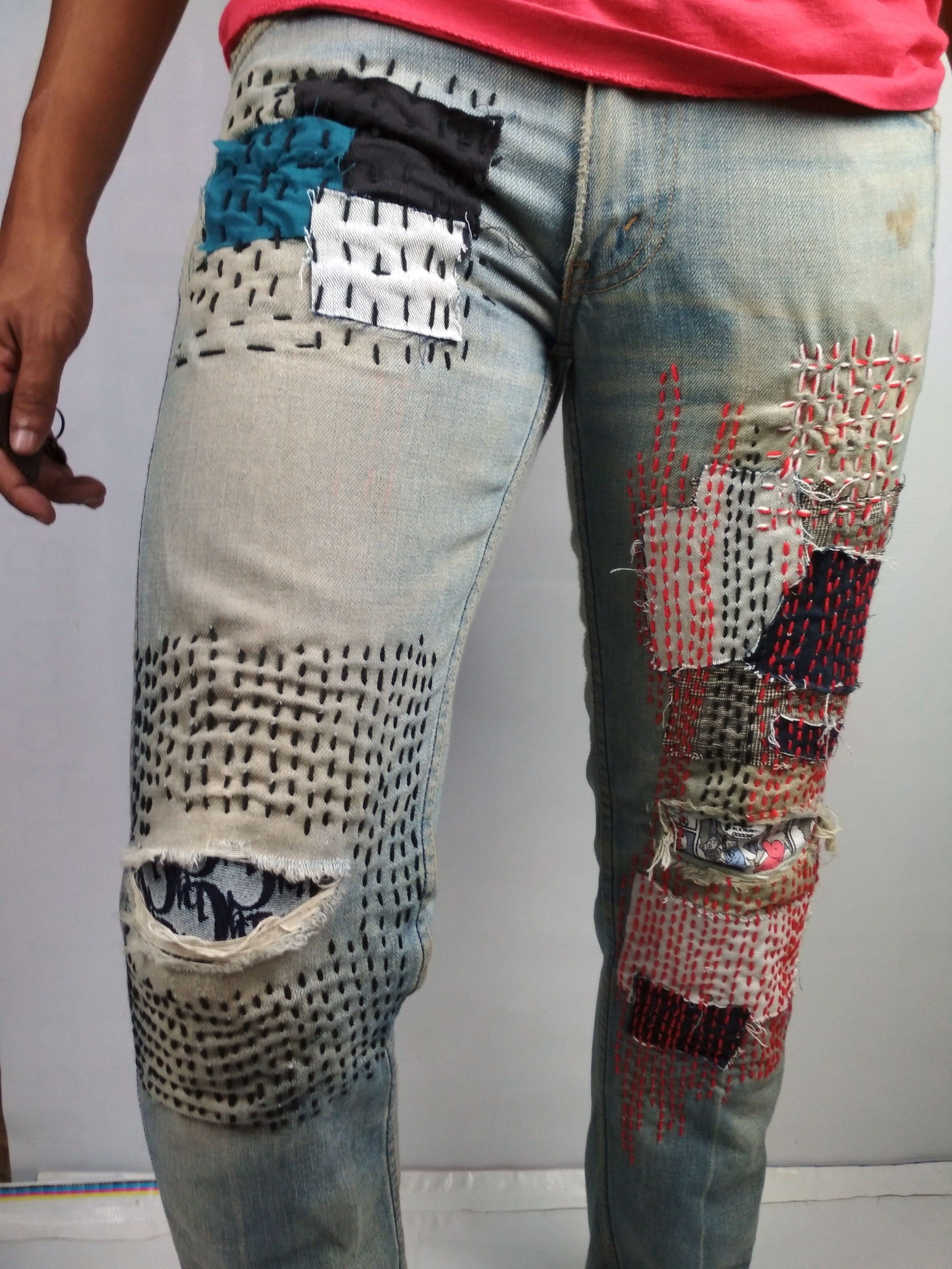 Levi's sashiko boro on vtg LEVI'S orange tabJ22 Kapital inspired Size US 30 / EU 46 - 1 Thumbnail