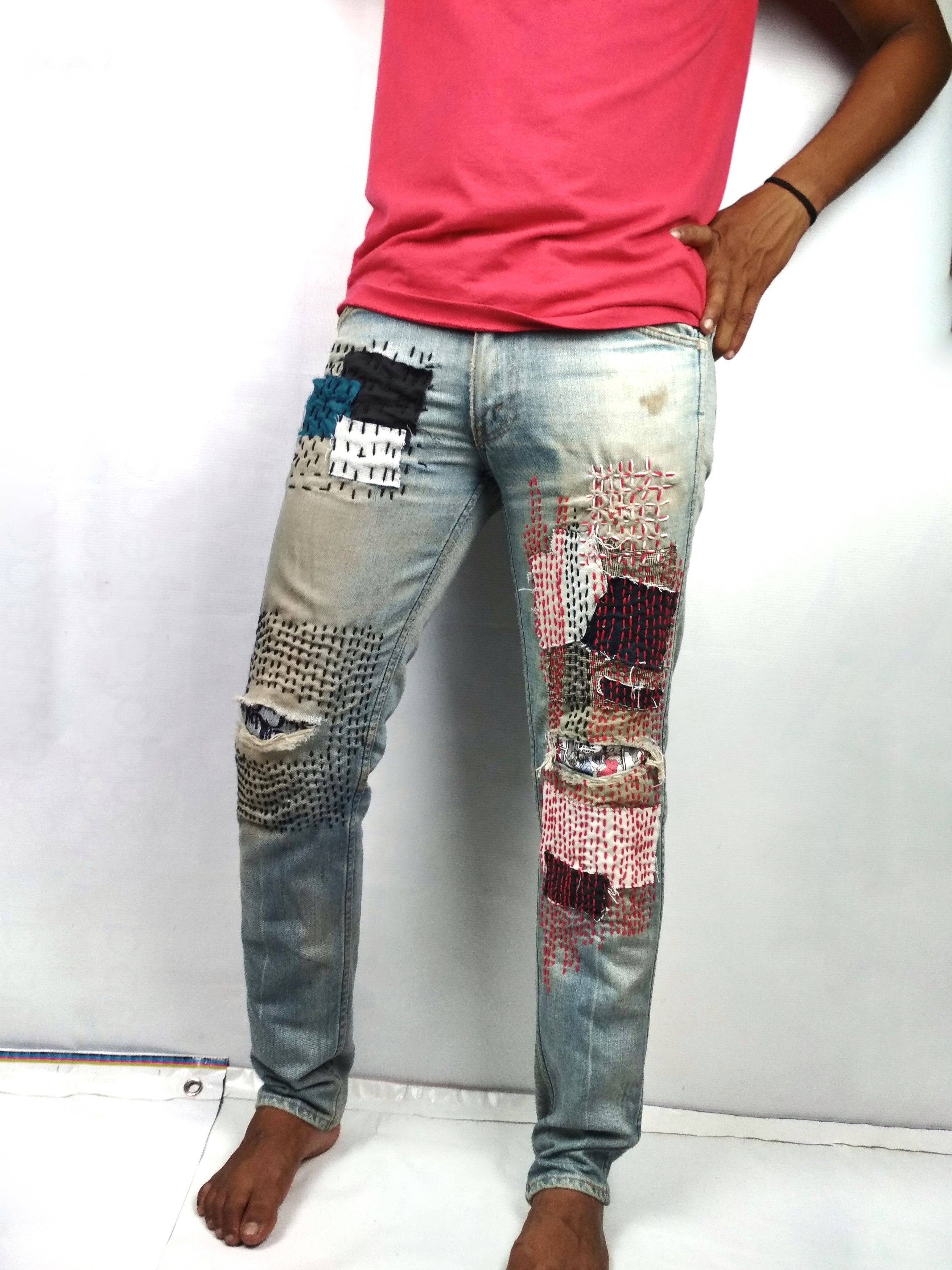 Levi's sashiko boro on vtg LEVI'S orange tabJ22 Kapital inspired Size US 30 / EU 46 - 3 Thumbnail