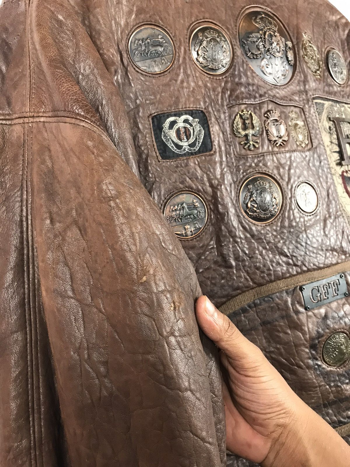 Gianfranco Ferre × Vintage Metal patch GFF Gianfranco Ferre vintage leather jacket Size US M / EU 48-50 / 2 - 3 Thumbnail