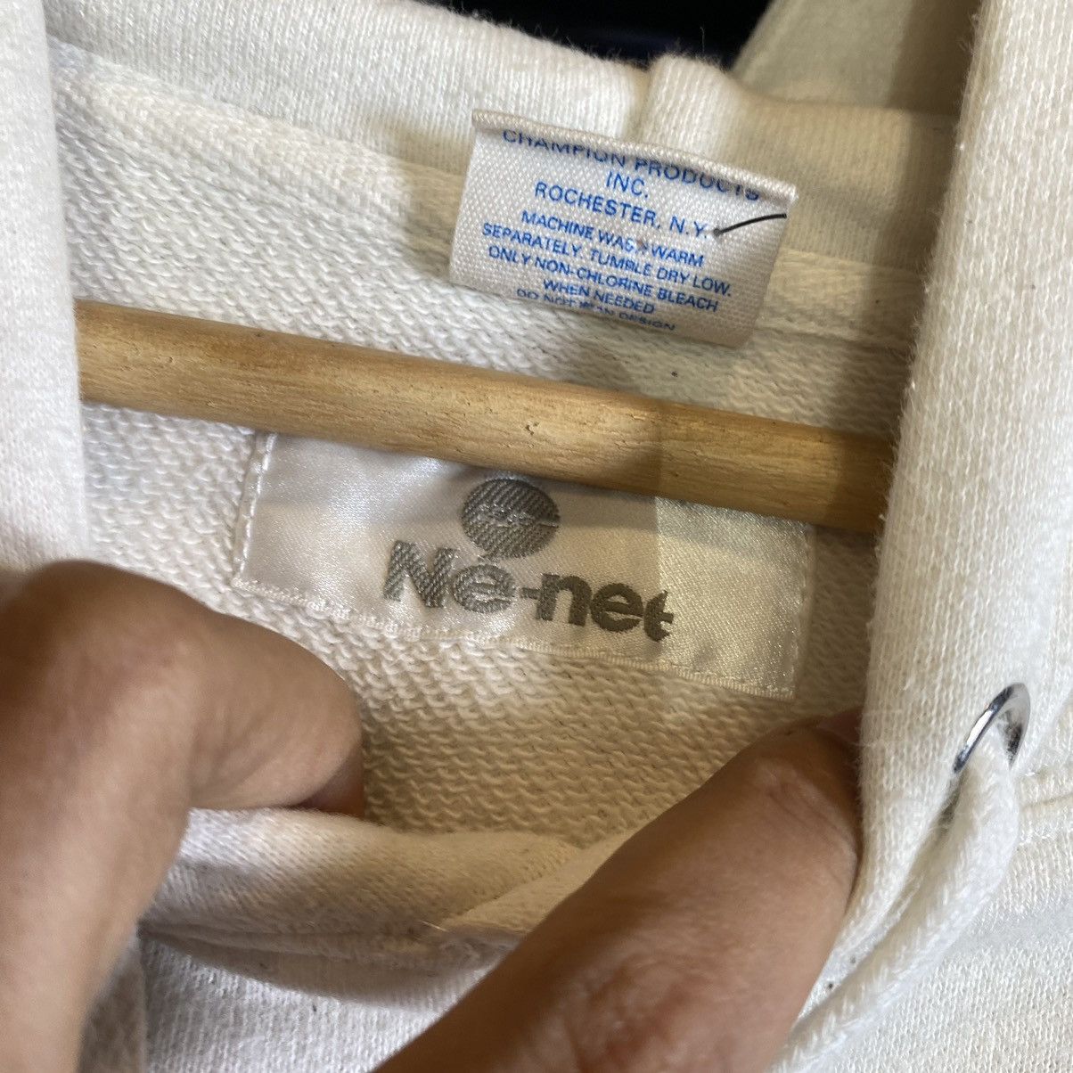 Champion × Ne-Net Ne-net x champion washed white logo hoodie Size US M / EU 48-50 / 2 - 9 Thumbnail