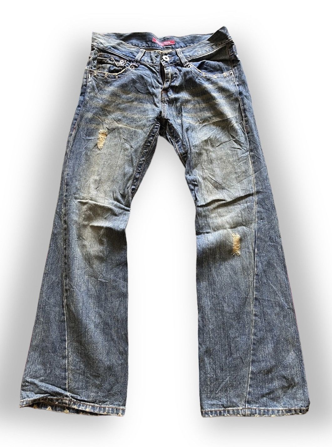 Japanese Brand × RBRSL × Vintage Flare OXS Rubber Soul Mud Wash Classic Boot Cut Denim Jeans Size US 33 - 1 Thumbnail