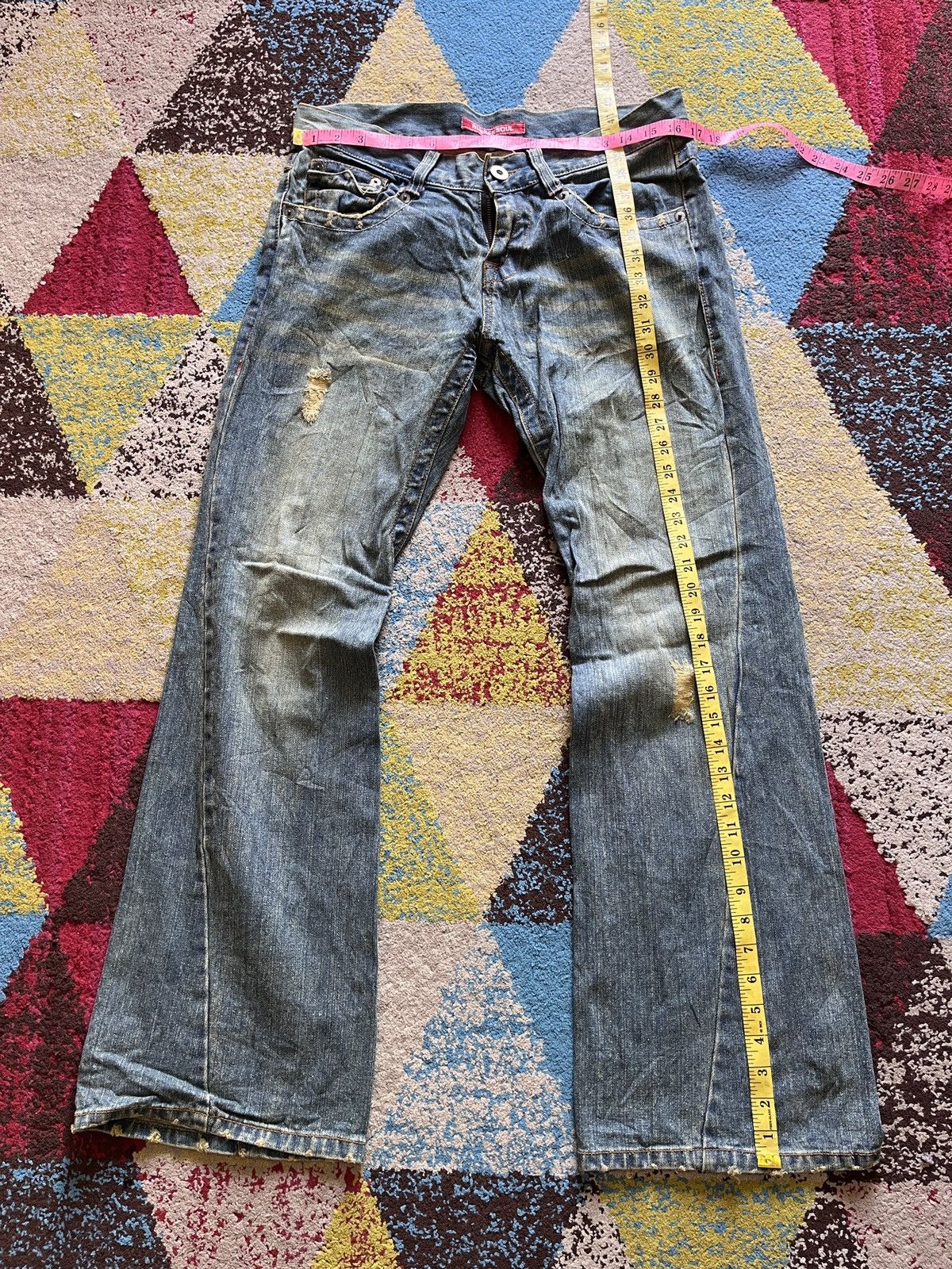 Japanese Brand × RBRSL × Vintage Flare OXS Rubber Soul Mud Wash Classic Boot Cut Denim Jeans Size US 33 - 4 Thumbnail