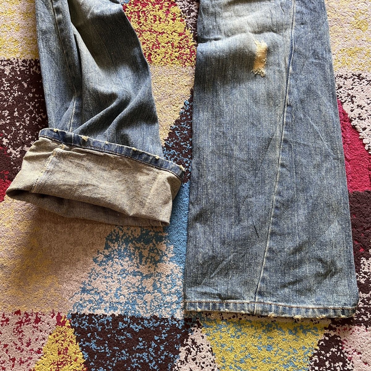 Japanese Brand × RBRSL × Vintage Flare OXS Rubber Soul Mud Wash Classic Boot Cut Denim Jeans Size US 33 - 10 Thumbnail