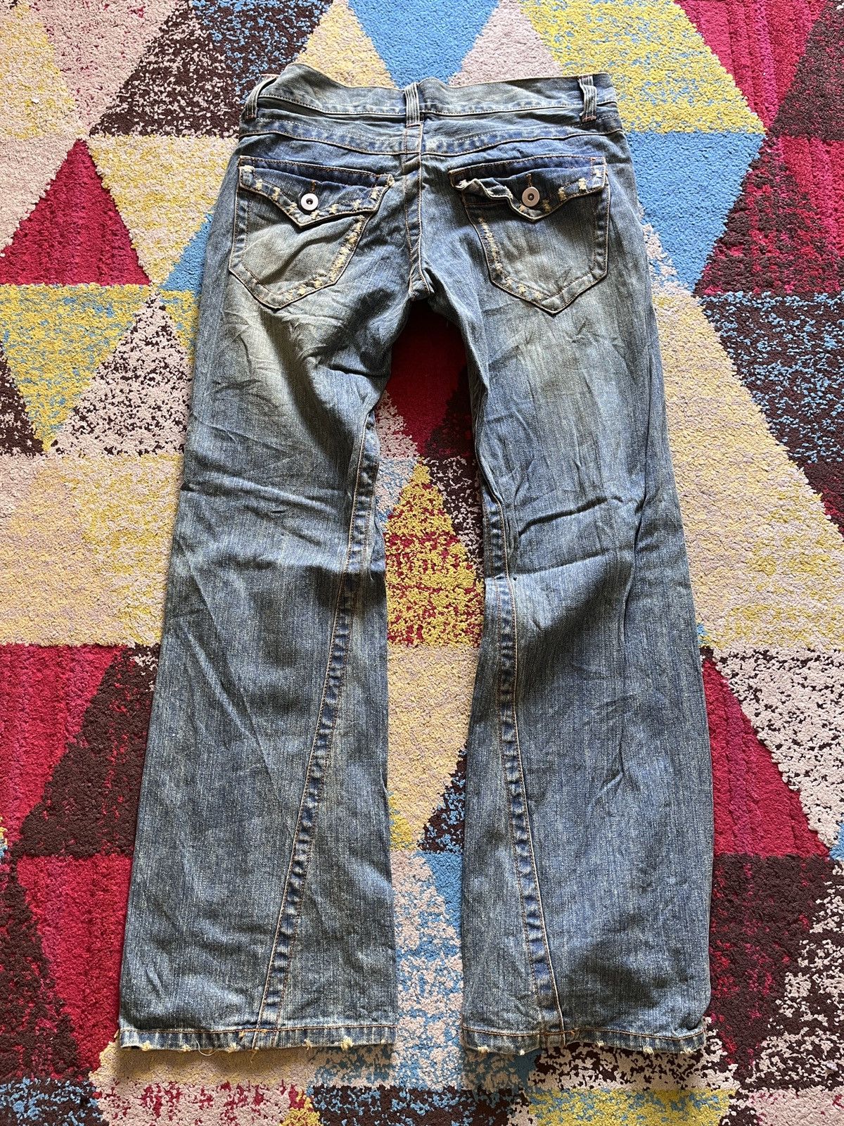 Japanese Brand × RBRSL × Vintage Flare OXS Rubber Soul Mud Wash Classic Boot Cut Denim Jeans Size US 33 - 13 Thumbnail