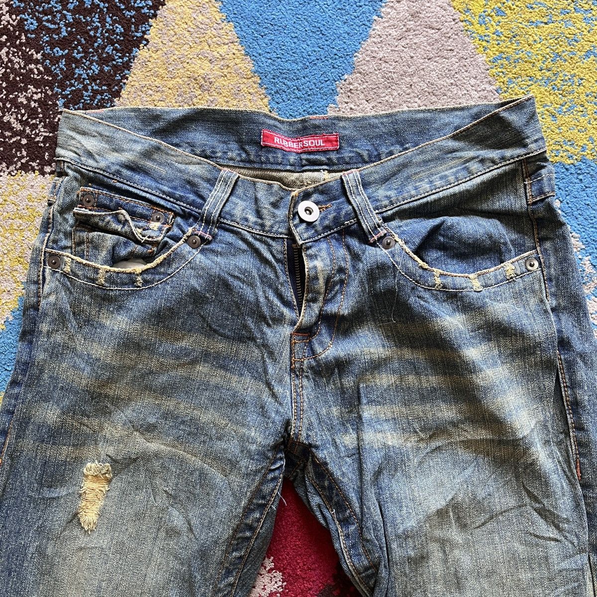 Japanese Brand × RBRSL × Vintage Flare OXS Rubber Soul Mud Wash Classic Boot Cut Denim Jeans Size US 33 - 5 Thumbnail