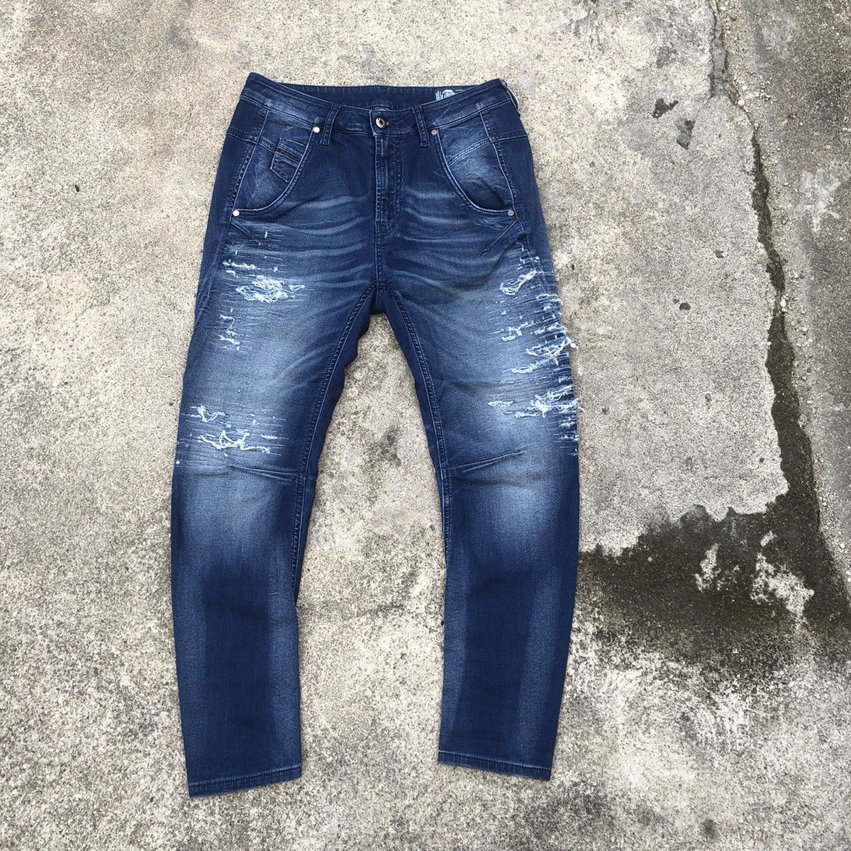 Designer × Diesel × Vintage 🔥Rare🔥Diesel Distress Sashiko Styles Curve Sweat Denim Pants Size US 28 / EU 44 - 1 Thumbnail