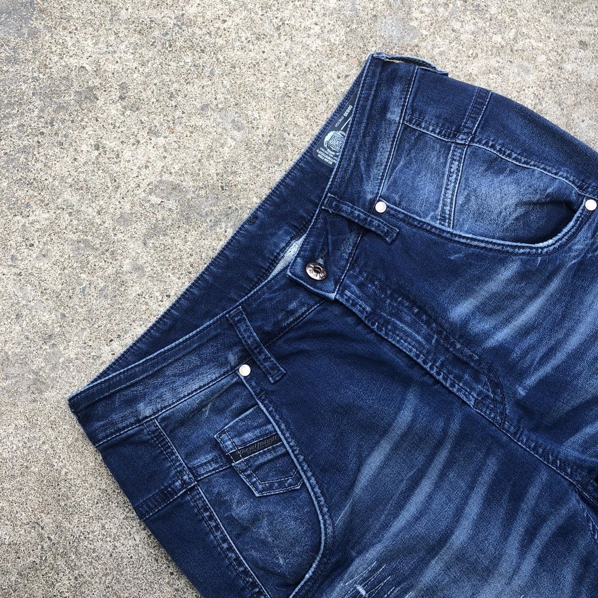 Designer × Diesel × Vintage 🔥Rare🔥Diesel Distress Sashiko Styles Curve Sweat Denim Pants Size US 28 / EU 44 - 10 Thumbnail