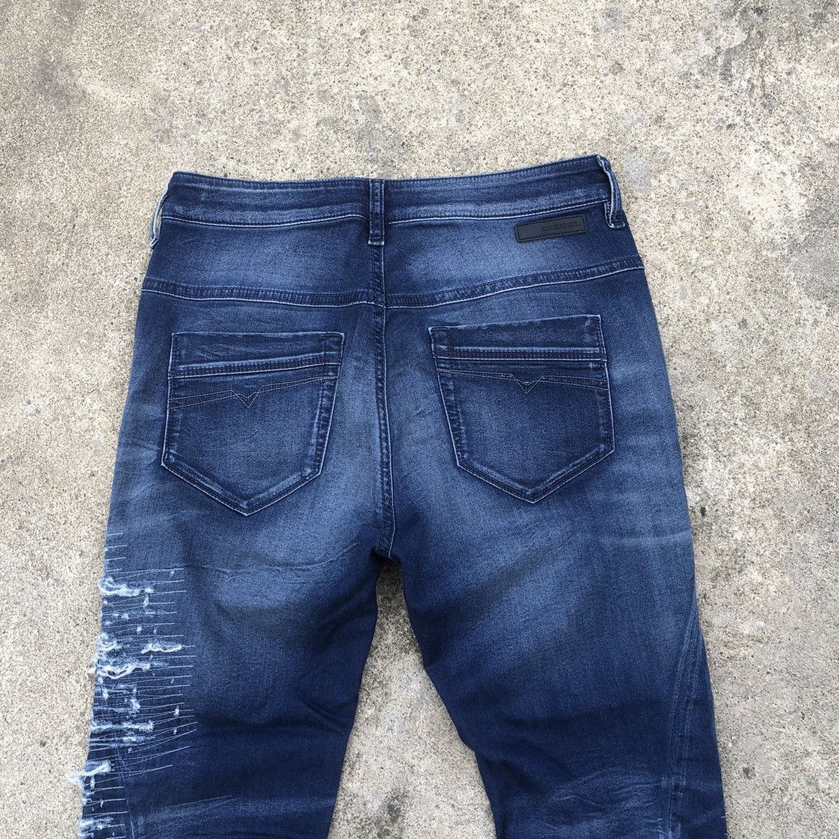Designer × Diesel × Vintage 🔥Rare🔥Diesel Distress Sashiko Styles Curve Sweat Denim Pants Size US 28 / EU 44 - 5 Thumbnail