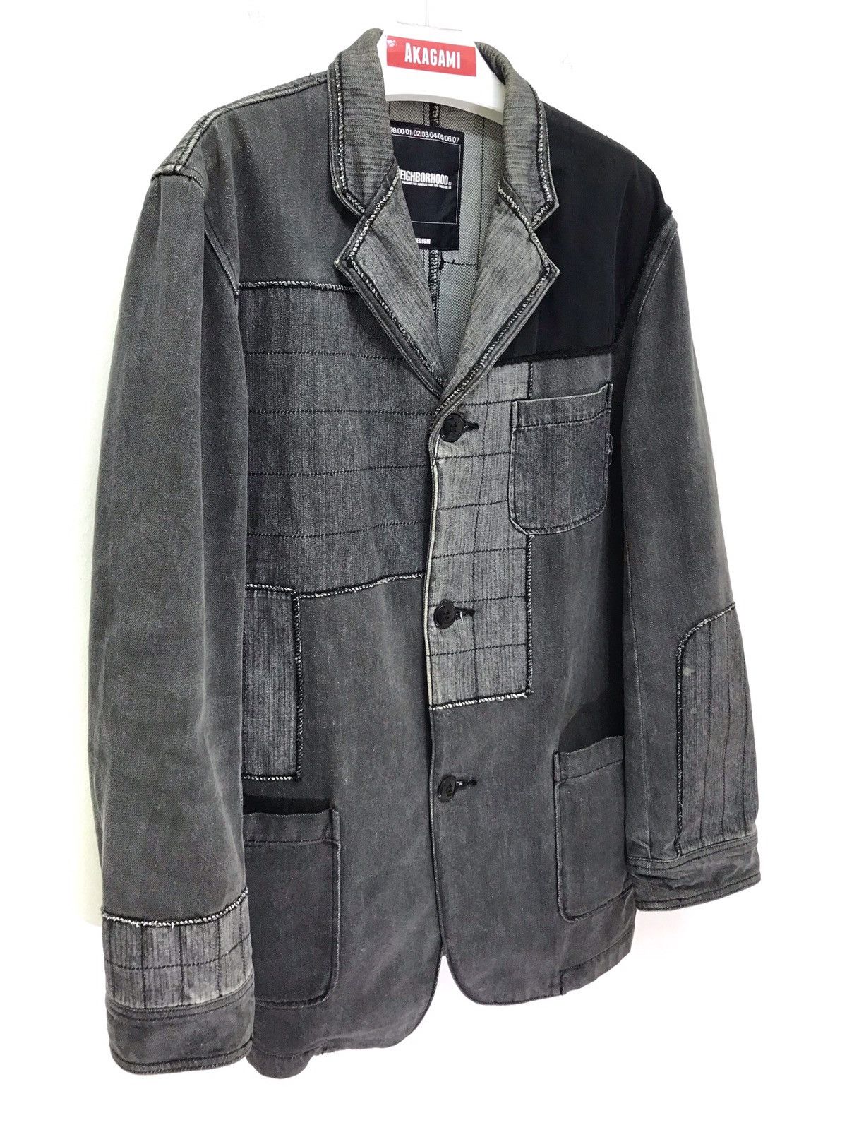 Japanese Brand Neighborhood 2002 Patchwork Gray Denim Workwear Jacket 4🟩7 Size US M / EU 48-50 / 2 - 2 Thumbnail