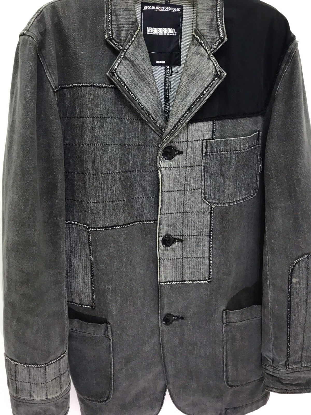 Japanese Brand Neighborhood 2002 Patchwork Gray Denim Workwear Jacket 4🟩7 Size US M / EU 48-50 / 2 - 3 Thumbnail