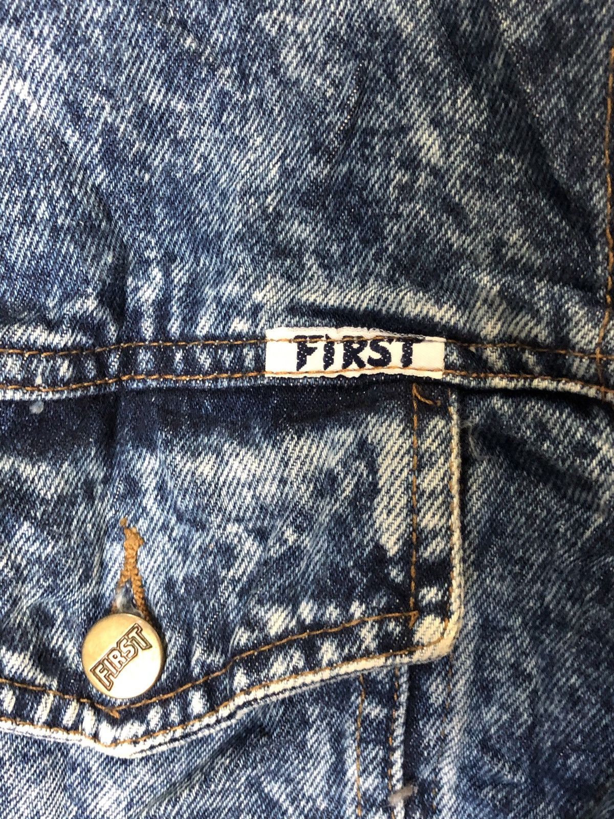 First MFG Co. FIRST denim jacket trucker/biker acid wash made in USA Size US L / EU 52-54 / 3 - 7 Thumbnail