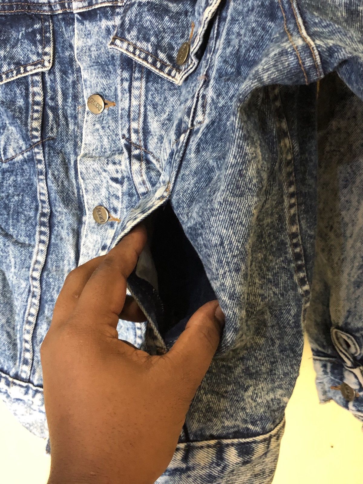 First MFG Co. FIRST denim jacket trucker/biker acid wash made in USA Size US L / EU 52-54 / 3 - 11 Thumbnail
