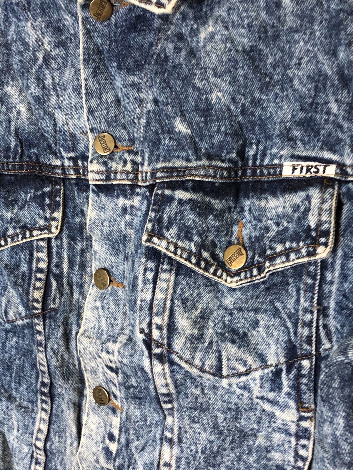 First MFG Co. FIRST denim jacket trucker/biker acid wash made in USA Size US L / EU 52-54 / 3 - 8 Thumbnail