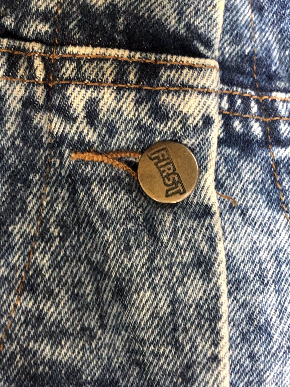 First MFG Co. FIRST denim jacket trucker/biker acid wash made in USA Size US L / EU 52-54 / 3 - 9 Thumbnail