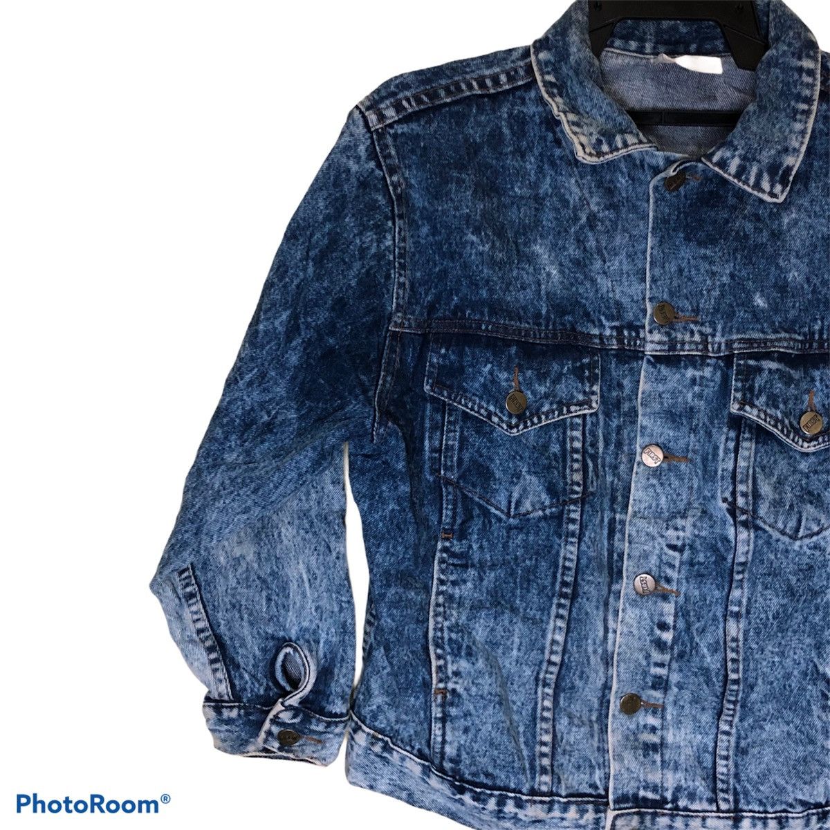 First MFG Co. FIRST denim jacket trucker/biker acid wash made in USA Size US L / EU 52-54 / 3 - 4 Thumbnail