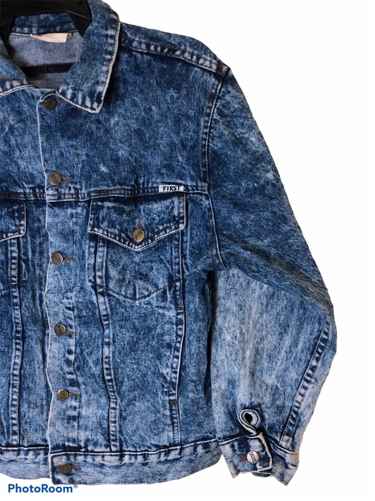 First MFG Co. FIRST denim jacket trucker/biker acid wash made in USA Size US L / EU 52-54 / 3 - 3 Thumbnail