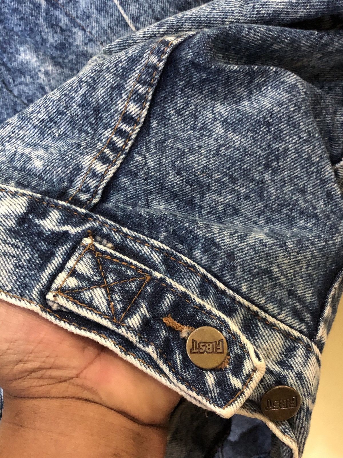 First MFG Co. FIRST denim jacket trucker/biker acid wash made in USA Size US L / EU 52-54 / 3 - 10 Thumbnail