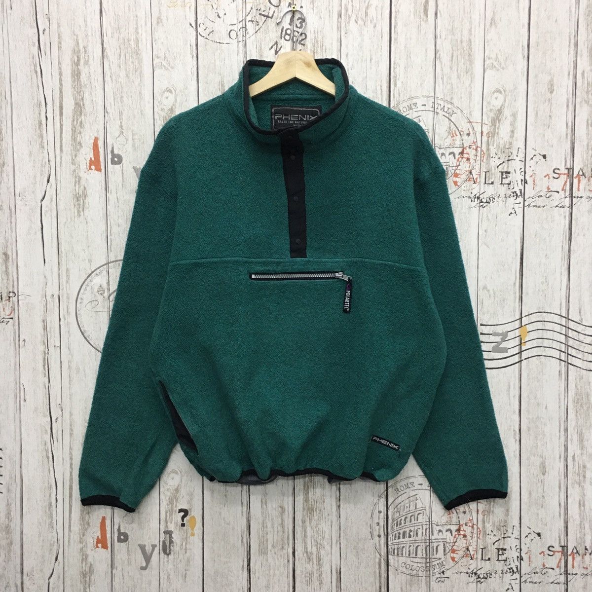 image of Phenix Polartec Half Snap Bottom Fleece in Green, Men's (Size Large)