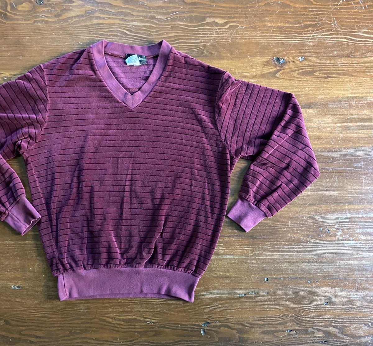 Velour Vintage 80’s Abraham & Straus Striped V Neck Long Sleeve Size US S / EU 44-46 / 1 - 1 Thumbnail