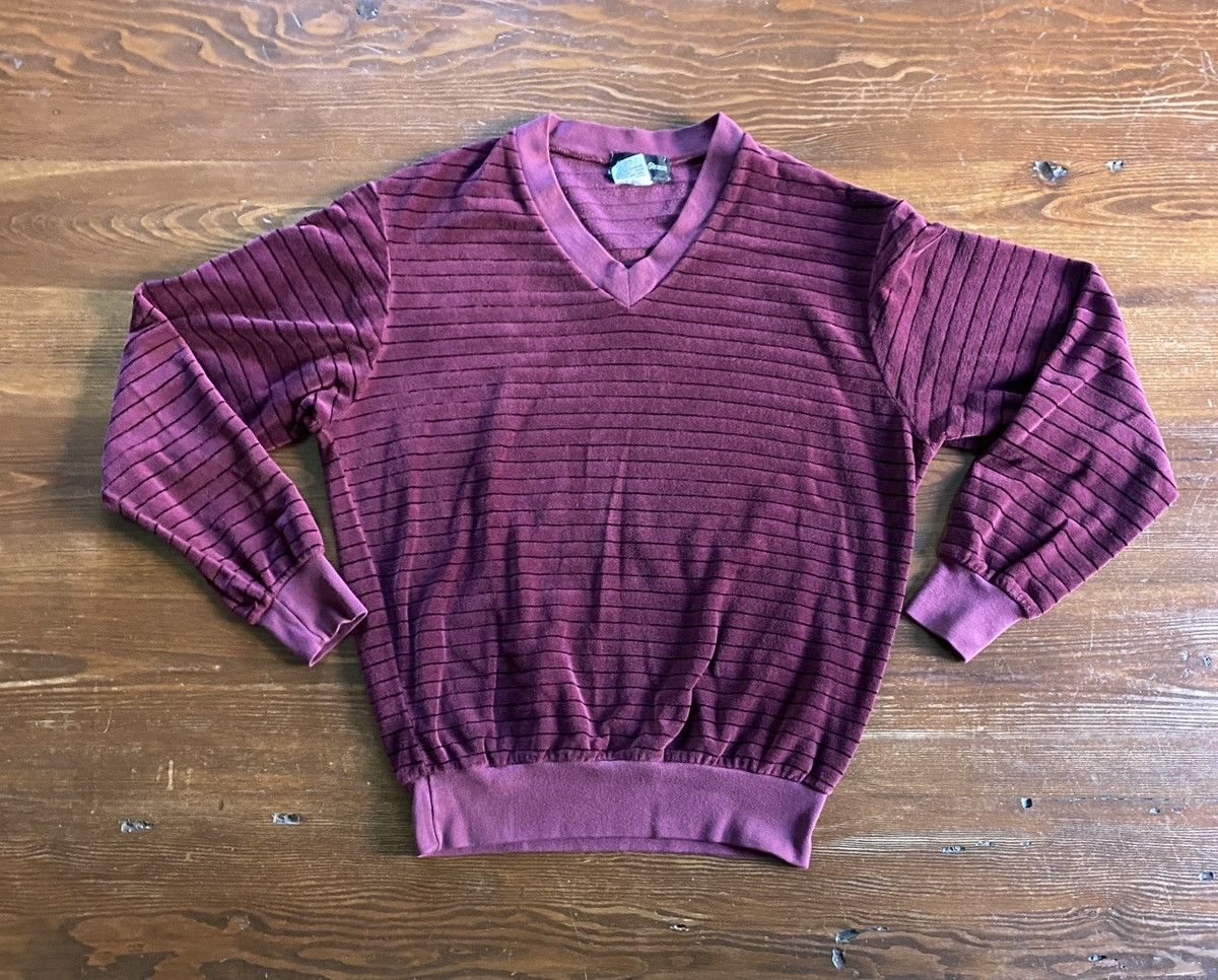 Velour Vintage 80’s Abraham & Straus Striped V Neck Long Sleeve Size US S / EU 44-46 / 1 - 2 Thumbnail