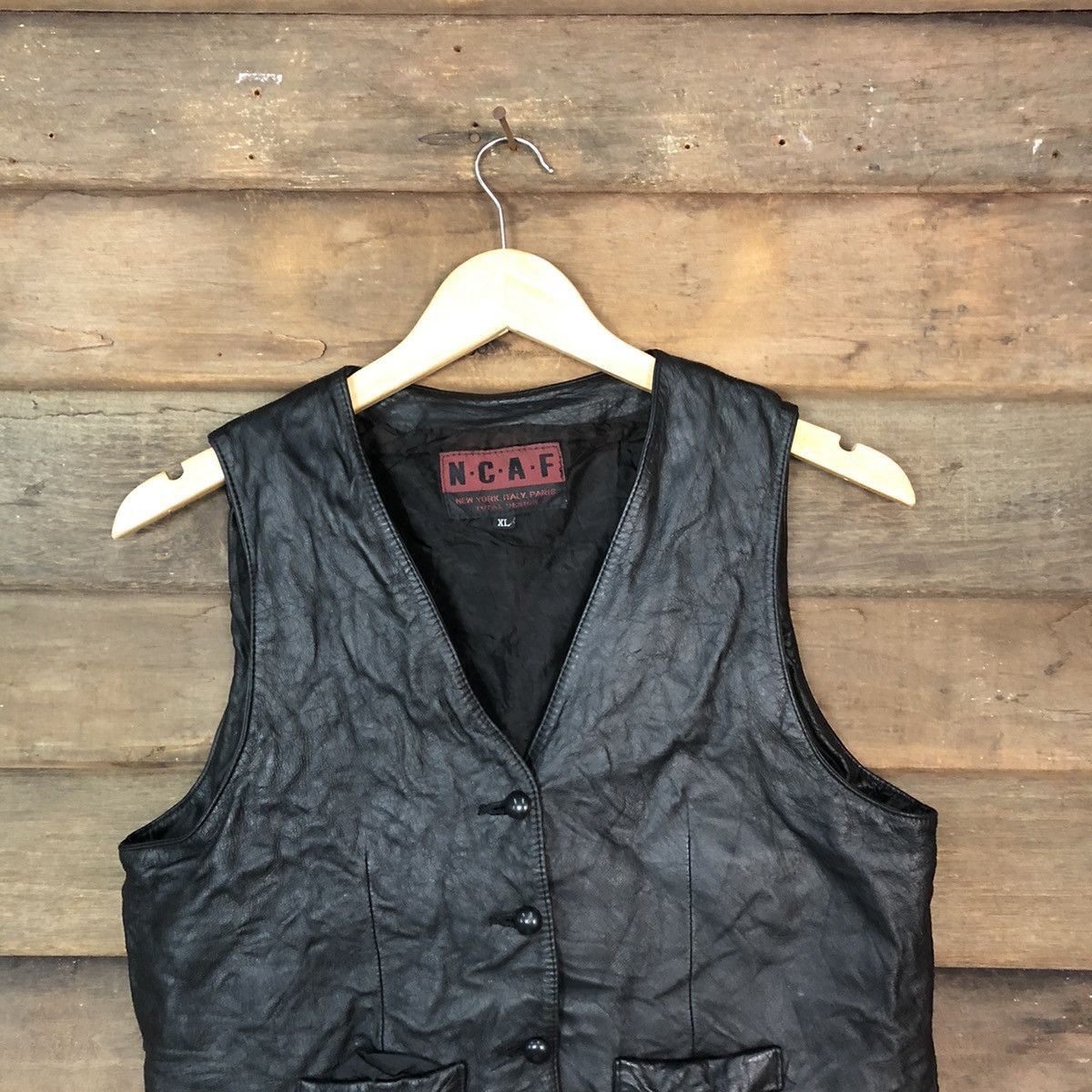 Vintage N.C.A.F Black vintage Vest Leather #7087 Size S / US 4 / IT 40 - 2 Thumbnail