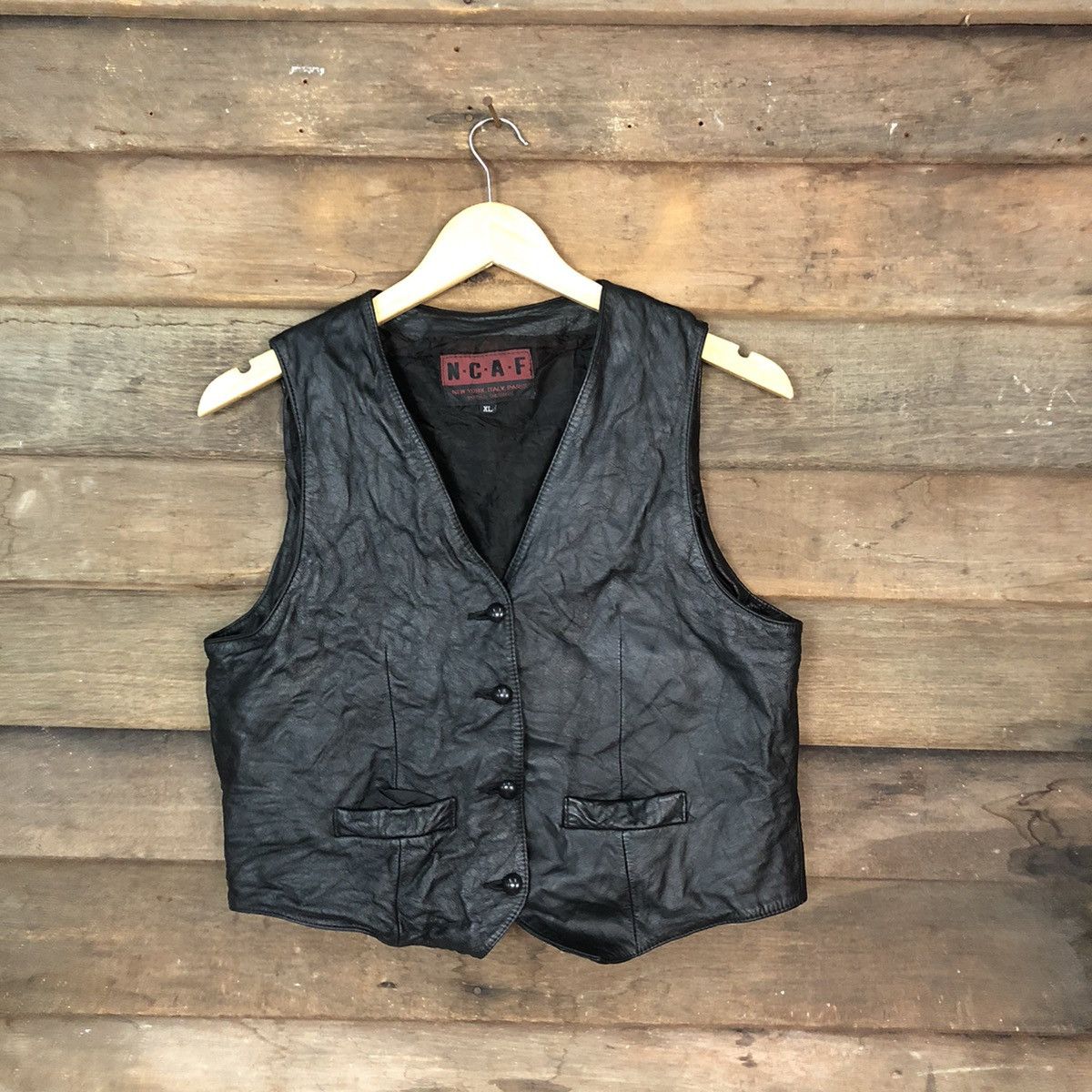 Vintage N.C.A.F Black vintage Vest Leather #7087 Size S / US 4 / IT 40 - 1 Thumbnail