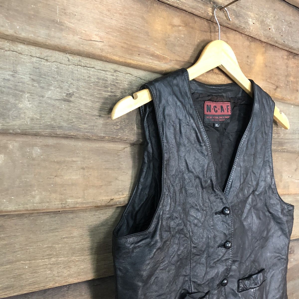 Vintage N.C.A.F Black vintage Vest Leather #7087 Size S / US 4 / IT 40 - 6 Thumbnail