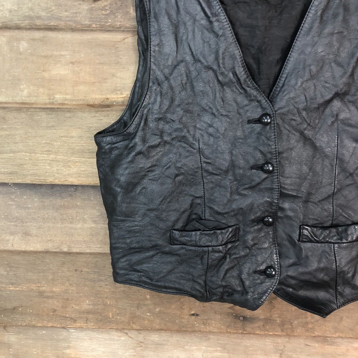 Vintage N.C.A.F Black vintage Vest Leather #7087 Size S / US 4 / IT 40 - 4 Thumbnail