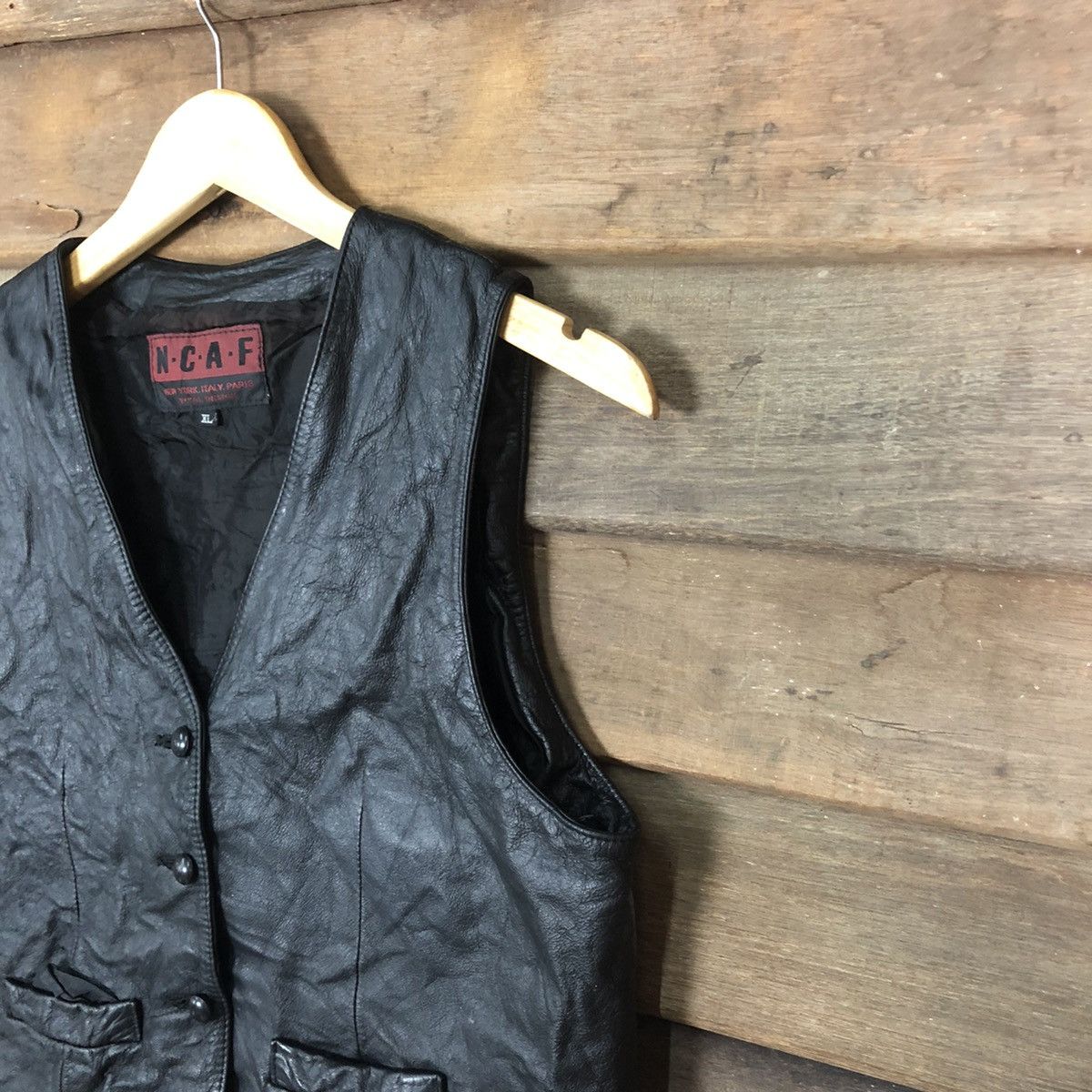 Vintage N.C.A.F Black vintage Vest Leather #7087 Size S / US 4 / IT 40 - 7 Thumbnail